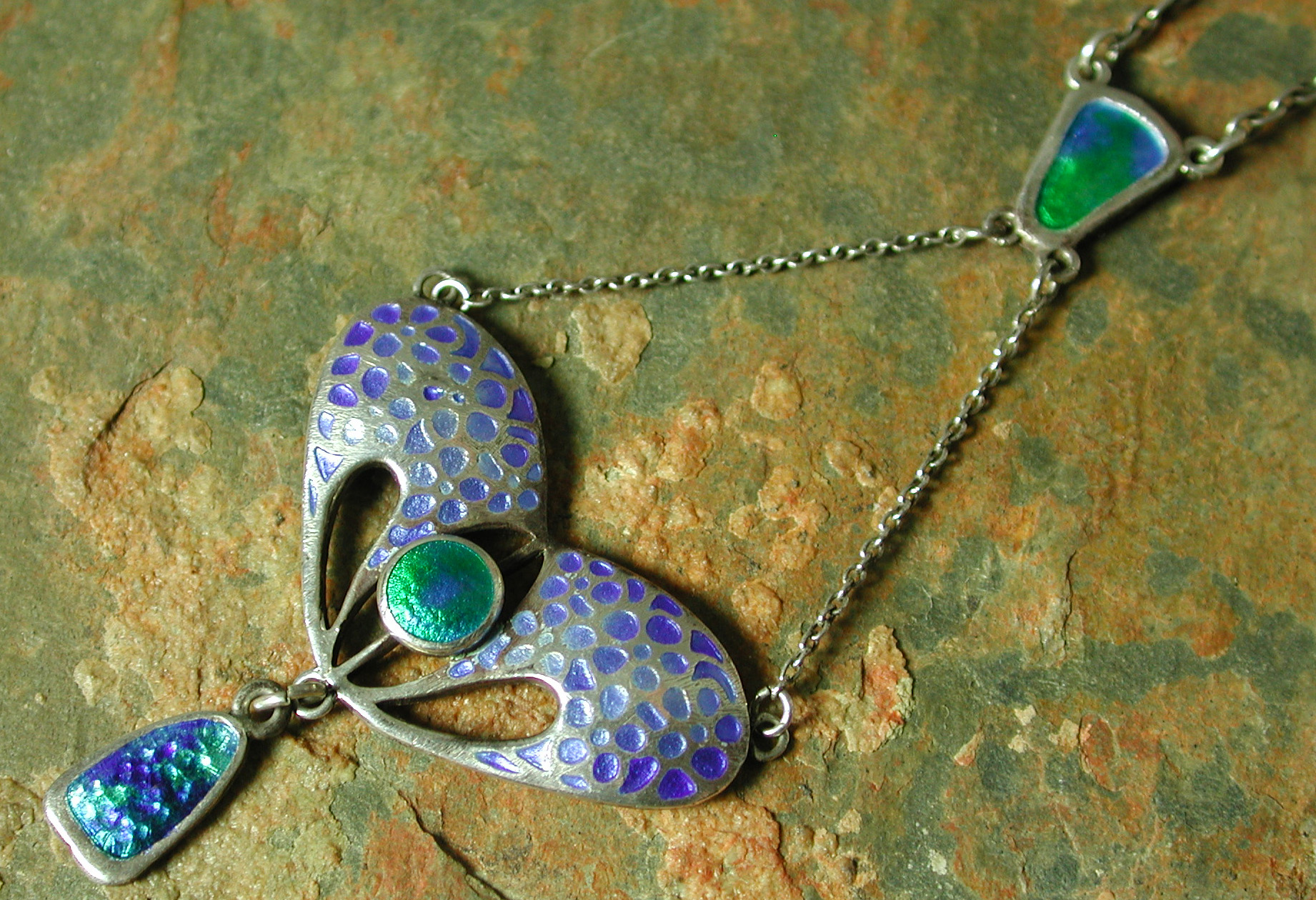A Charles Horner silver and enamel Art Nouveau pendant