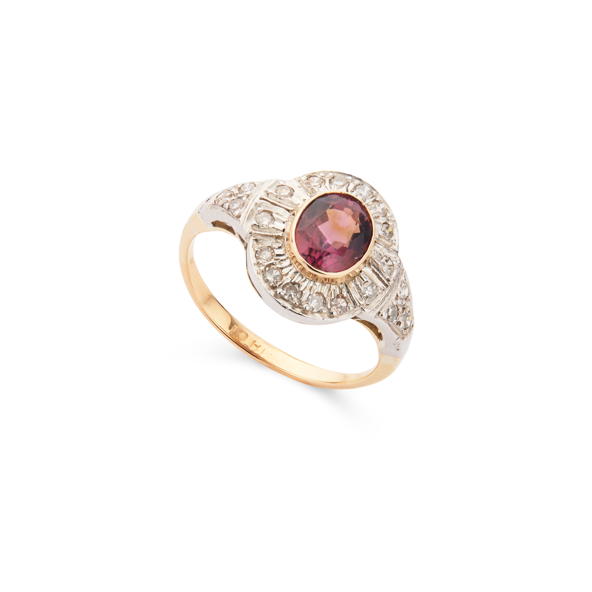 A pink tourmaline and diamond cluster ring
