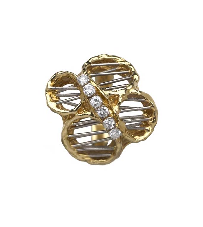 DAVID THOMAS - a 1970's 18ct two-colour gold diamond set Atlantis bracelet with matching ring,