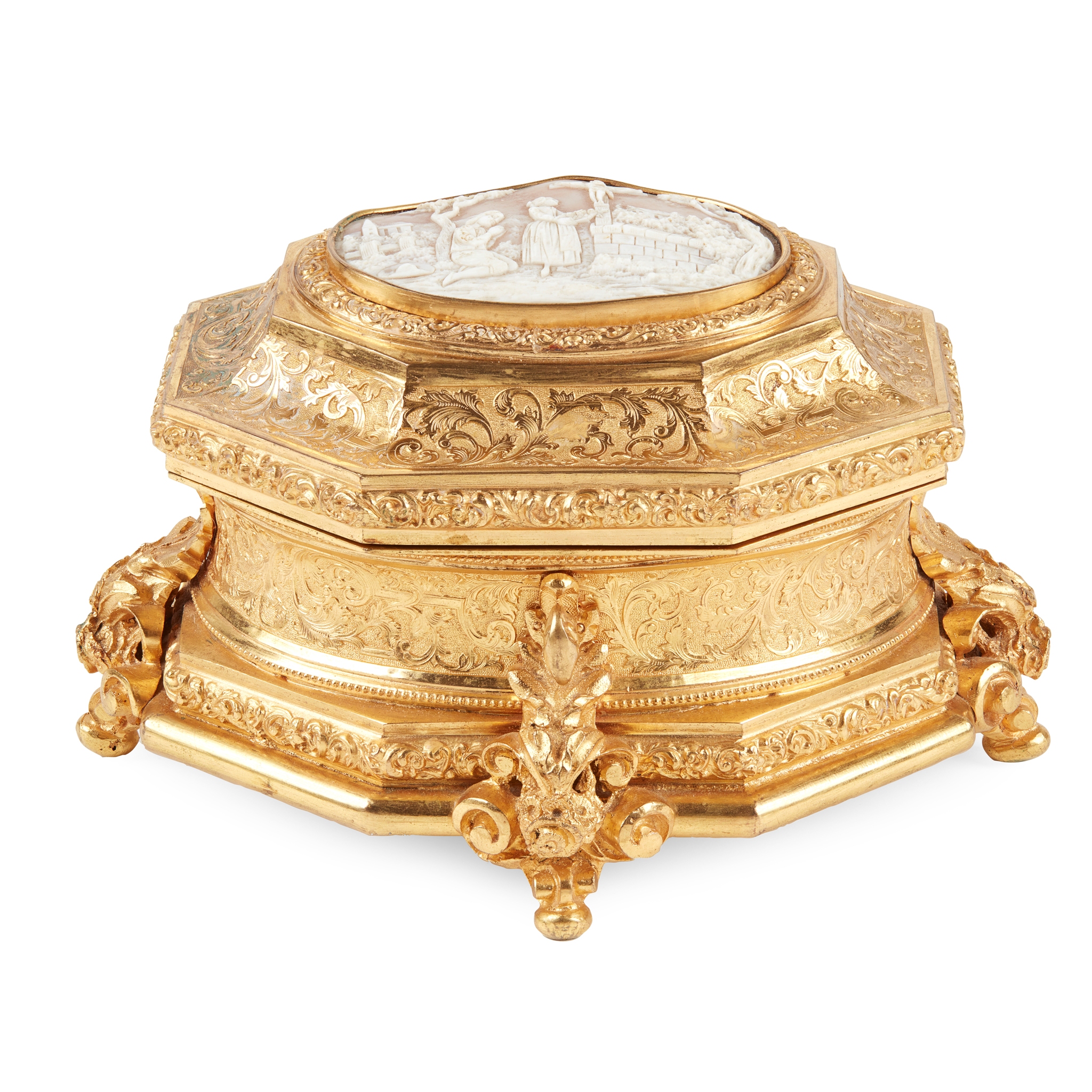 FRENCH ORMOLU AND CAMEO MOUNTED CASKET, BY TAHAN, PARIS