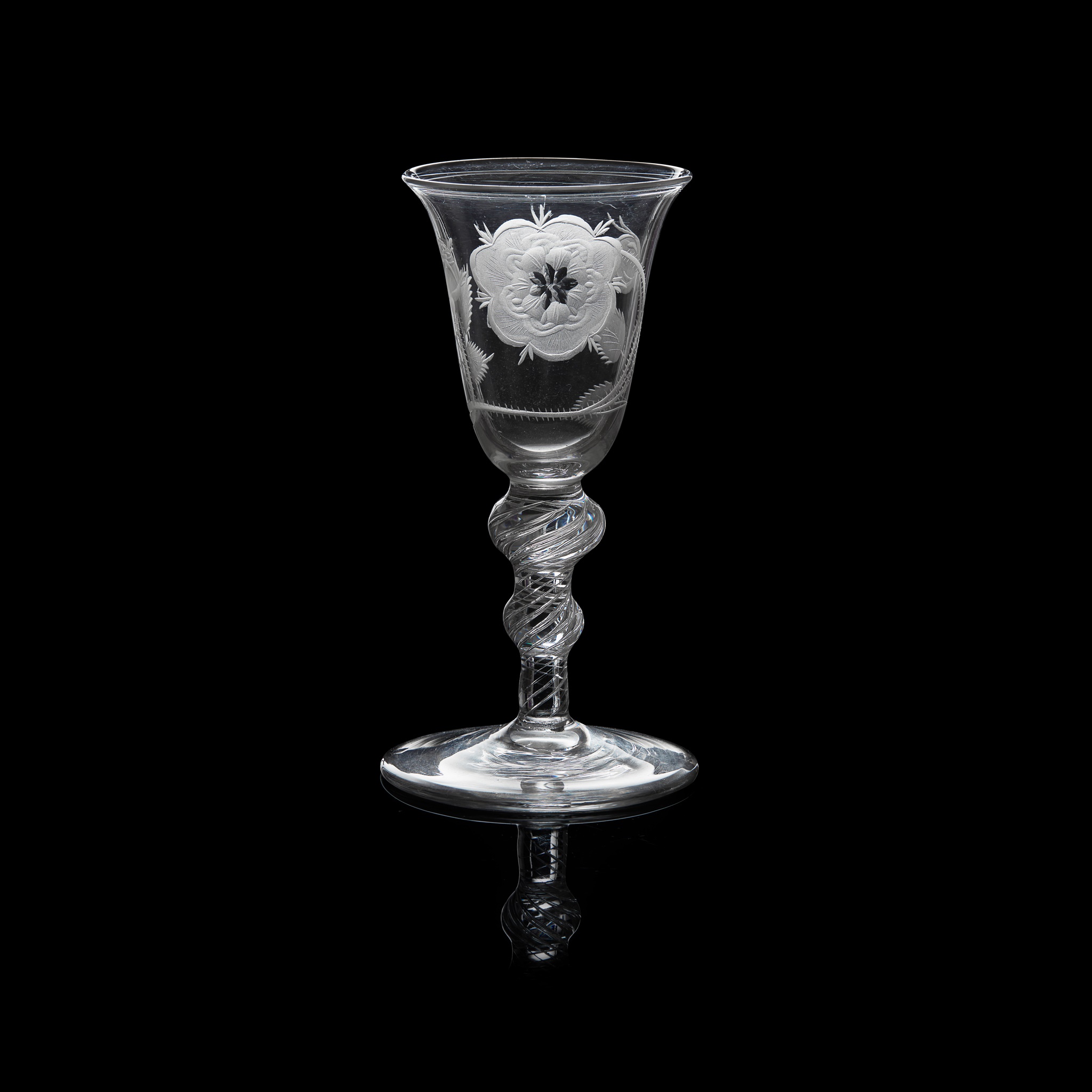 AN UNUSUAL JACOBITE WINE GLASS
