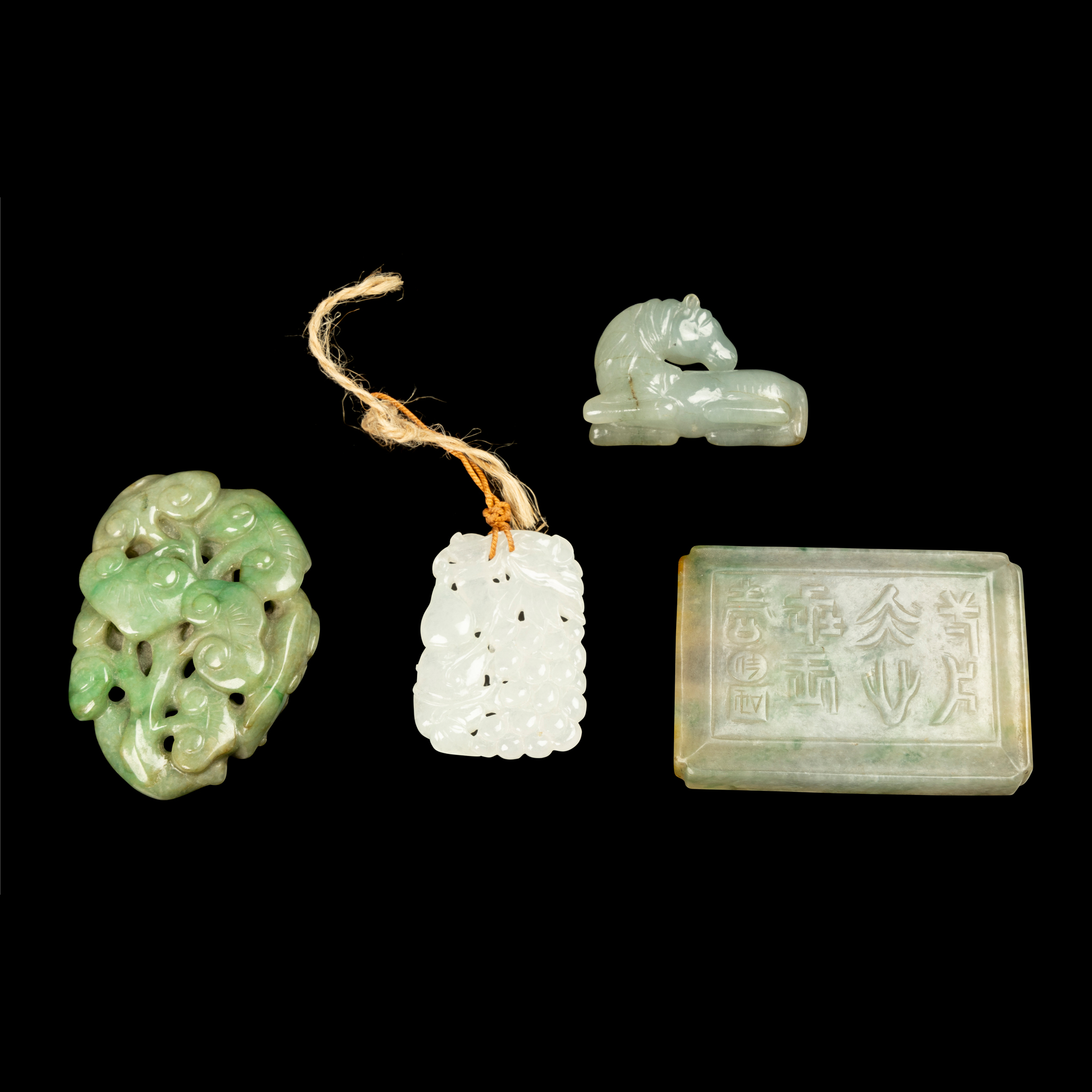 GROUP OF FOUR CHINESE JADEITE PIECES