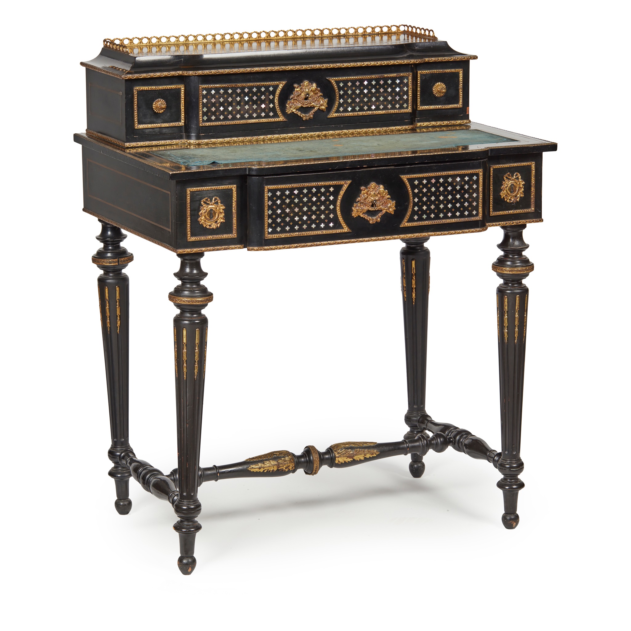 LOUIS PHILIPPE EBONISED, MOTHER-OF-PEARL, AND GILT METAL MOUNTED BONHEUR DU JOUR
