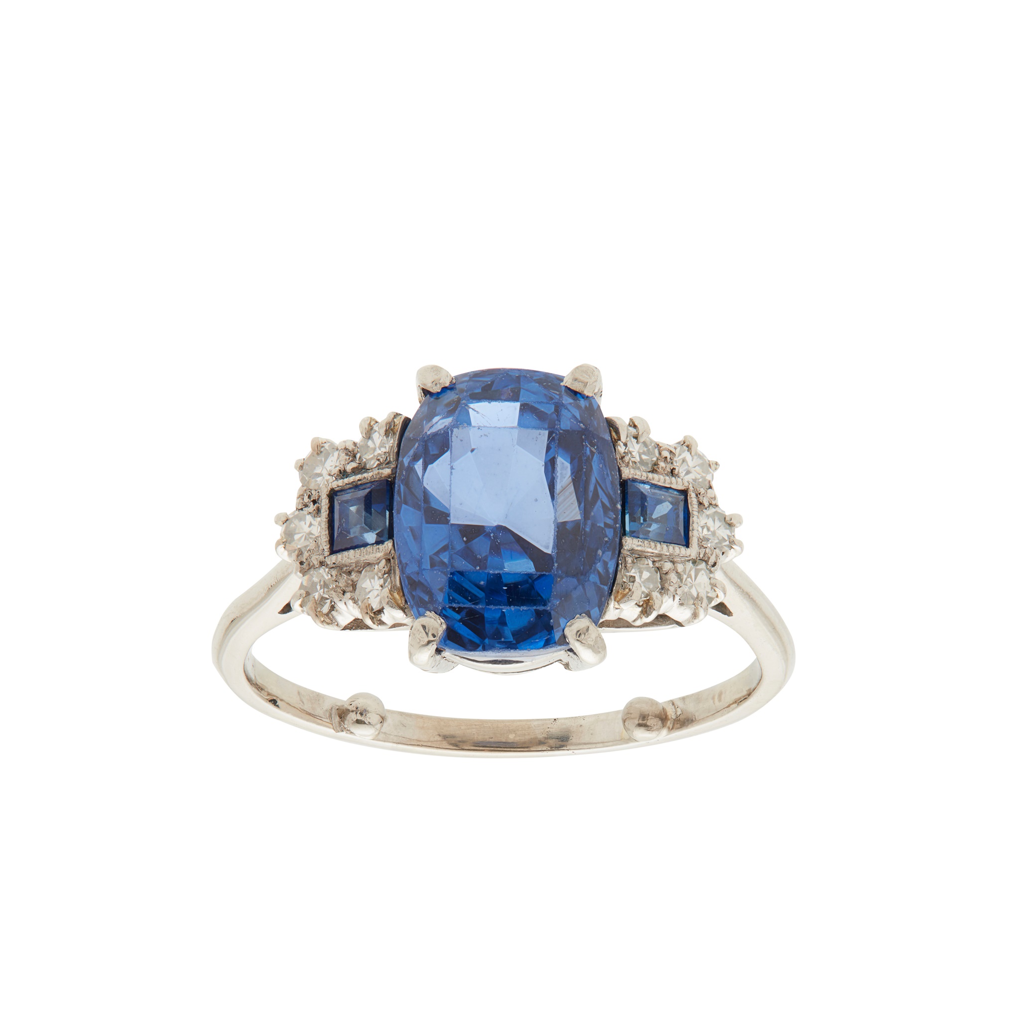 A sapphire and diamond set ring