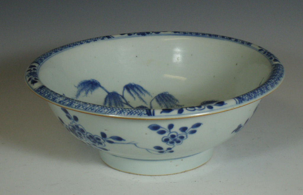 A late 18th century Chinese blue painted porcelain bowl