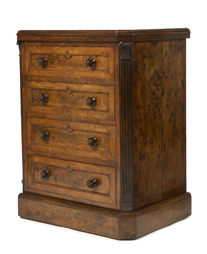 A Victorian burr walnut chest of drawers