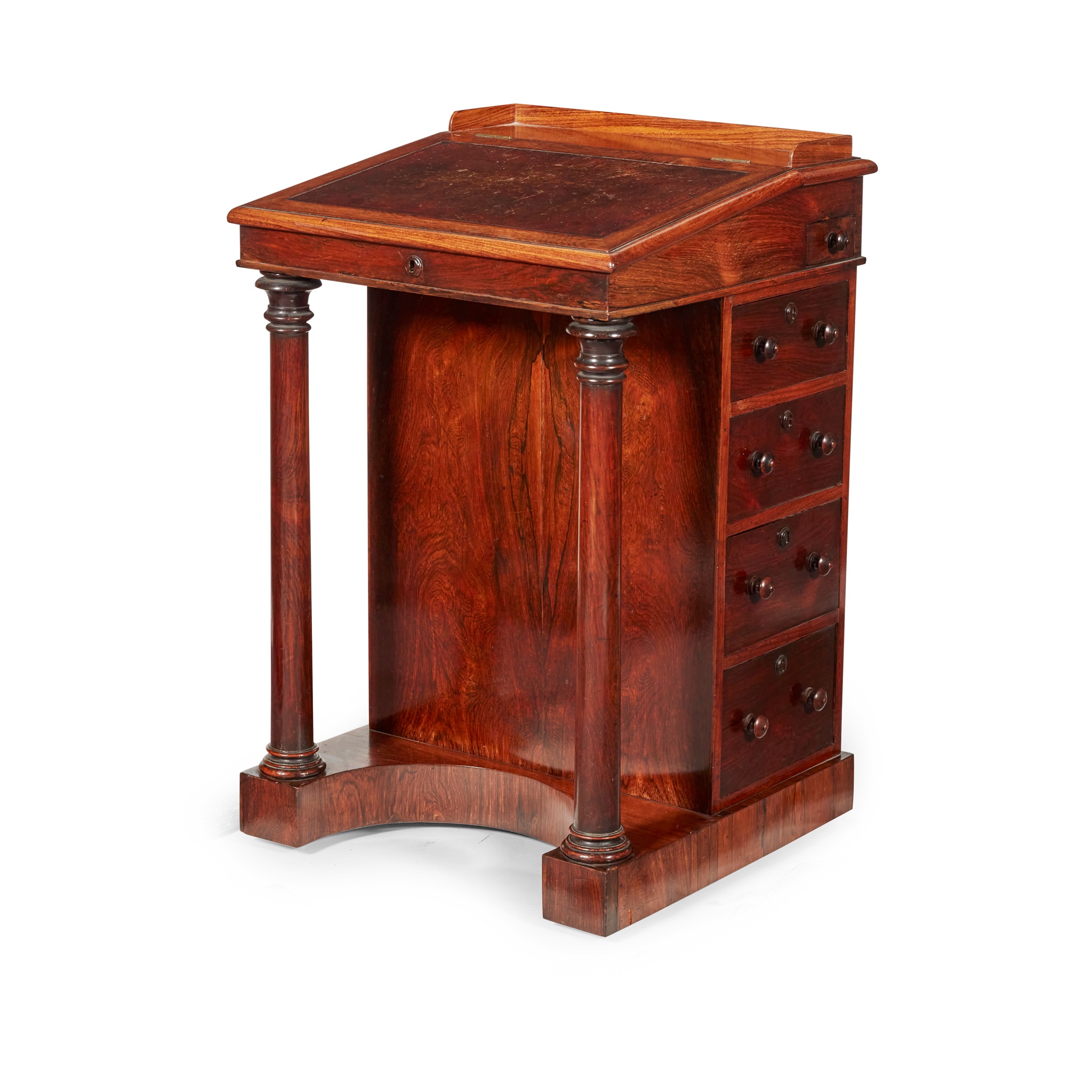 WILLIAM IV ROSEWOOD AND MAHOGANY DAVENPORT
