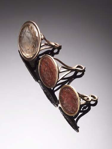 A collection of three gold mounted fob seals, of Nelson interest,