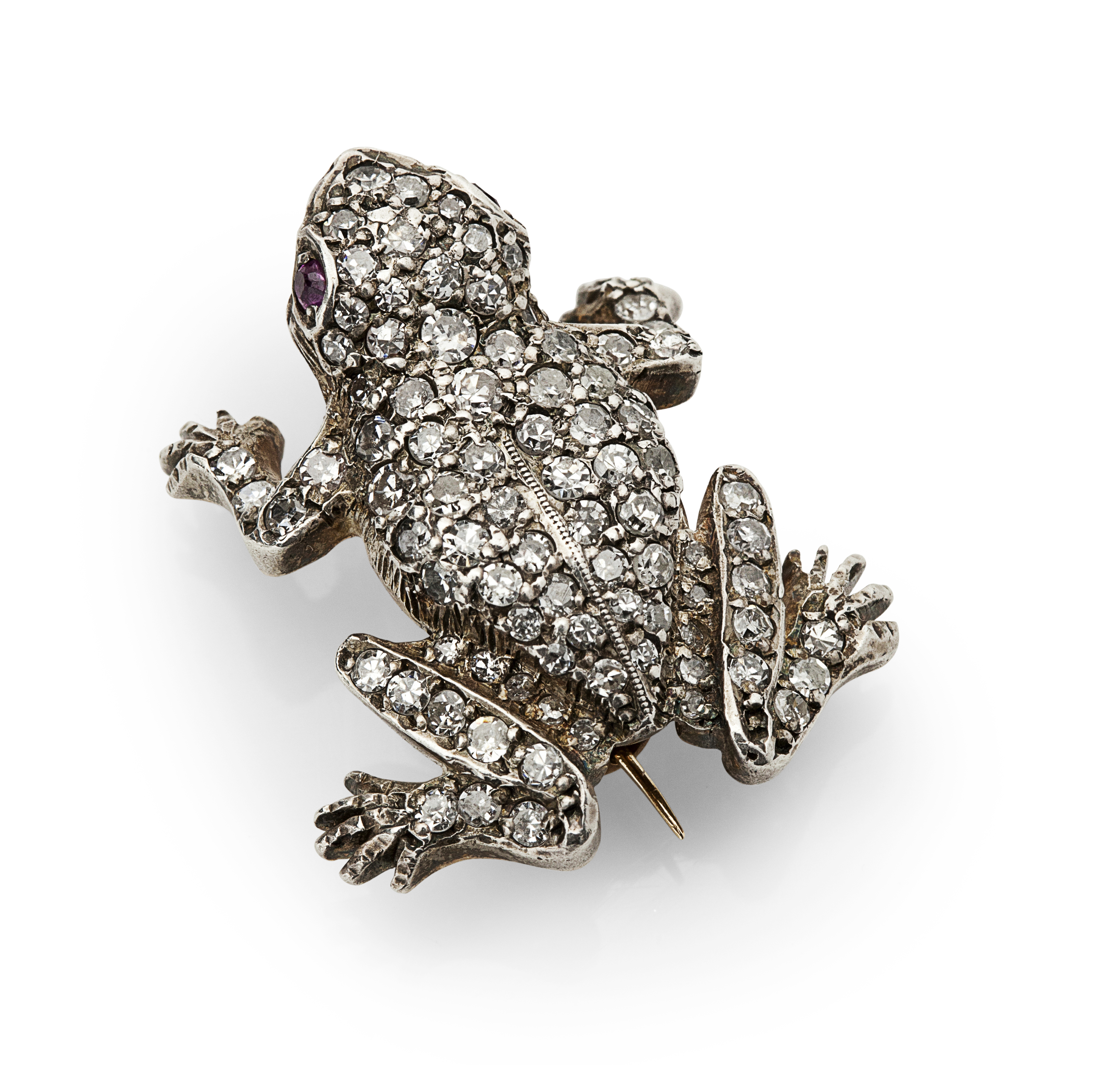 A Victorian diamond set frog brooch