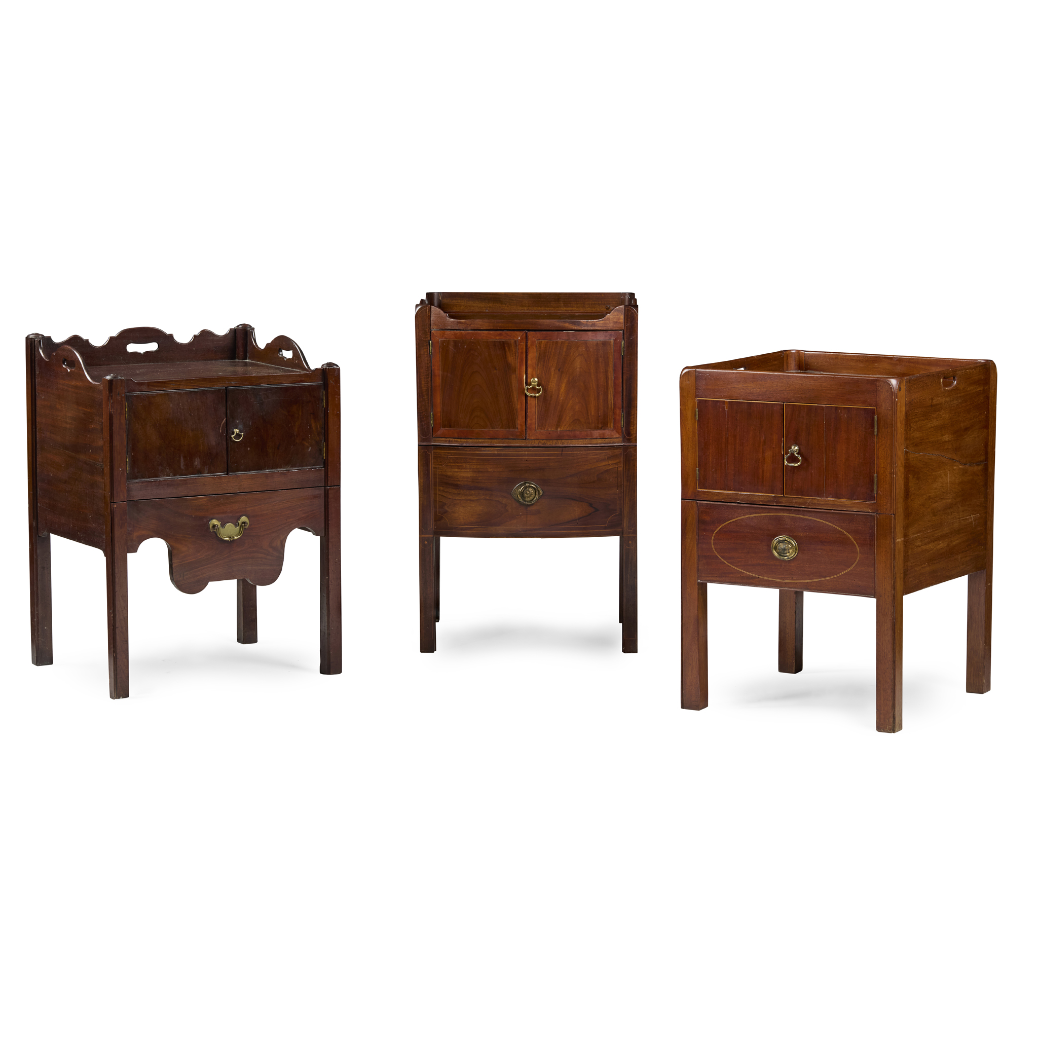 THREE GEORGE III MAHOGANY BEDSIDE COMMODES