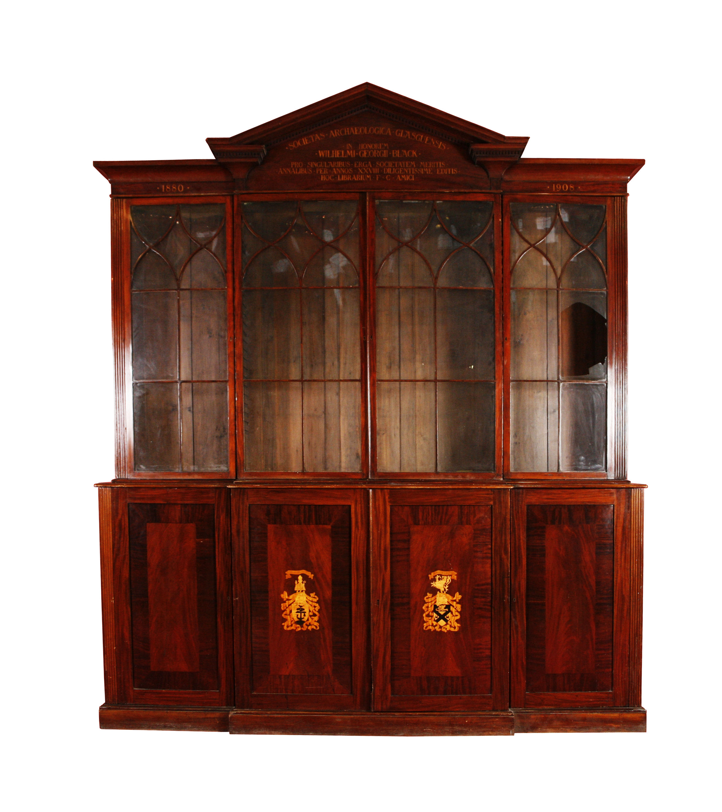 GEORGE III STYLE MAHOGANY BREAKFRONT BOOKCASE