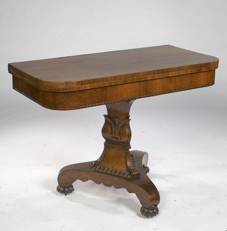 A Regency rosewood foldover tea table