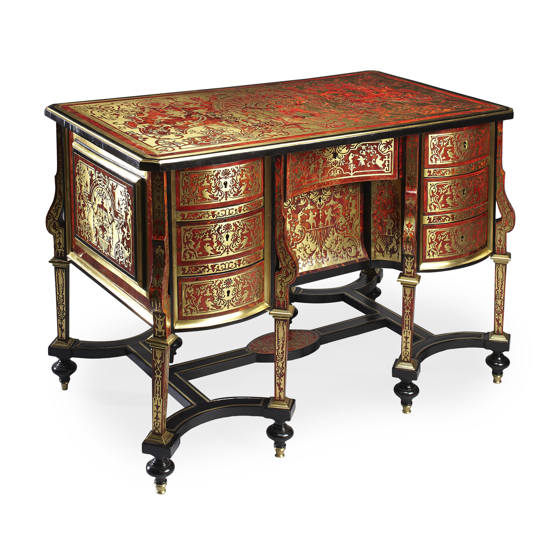 FINE LOUIS XIV BOULLE MARQUETRY AND EBONY BUREAU MAZARIN, ATTRIBUTED TO NICOLAS SAGEOT