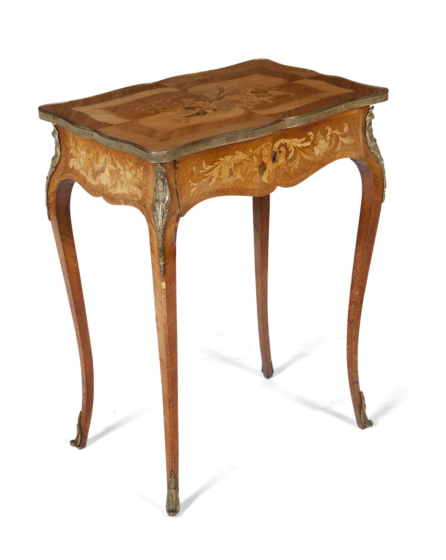 LOUIS XV STYLE KINGWOOD AND MARQUETRY SIDE TABLE
