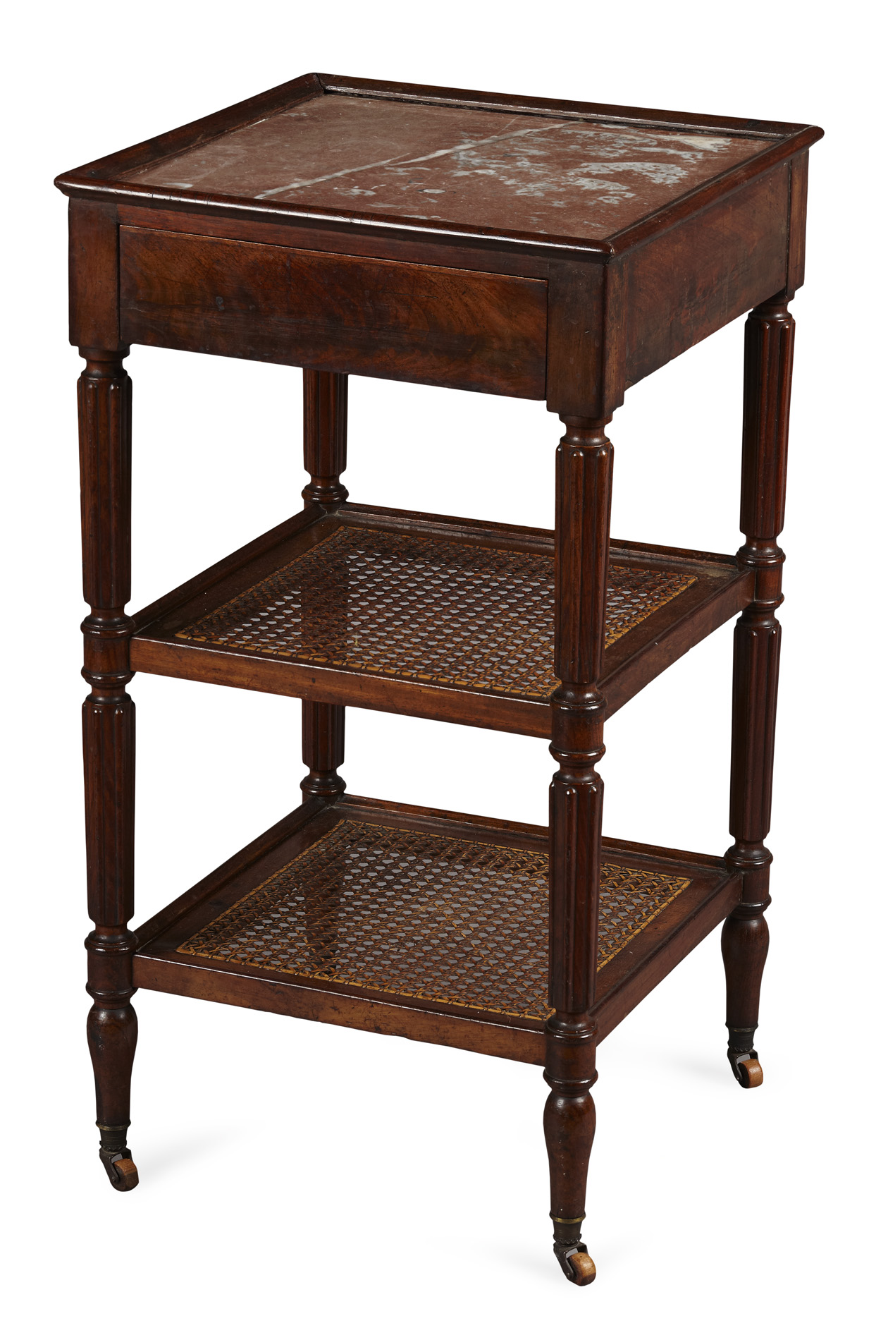 REGENCY MAHOGANY MARBLE TOP SIDE TABLE