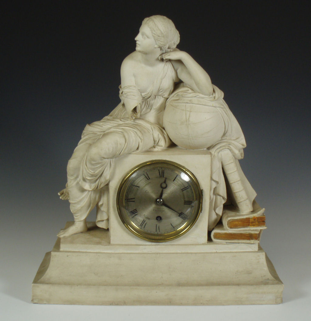 A 19th century parian ware clock By Sutherland Davies & Co. Liverpool