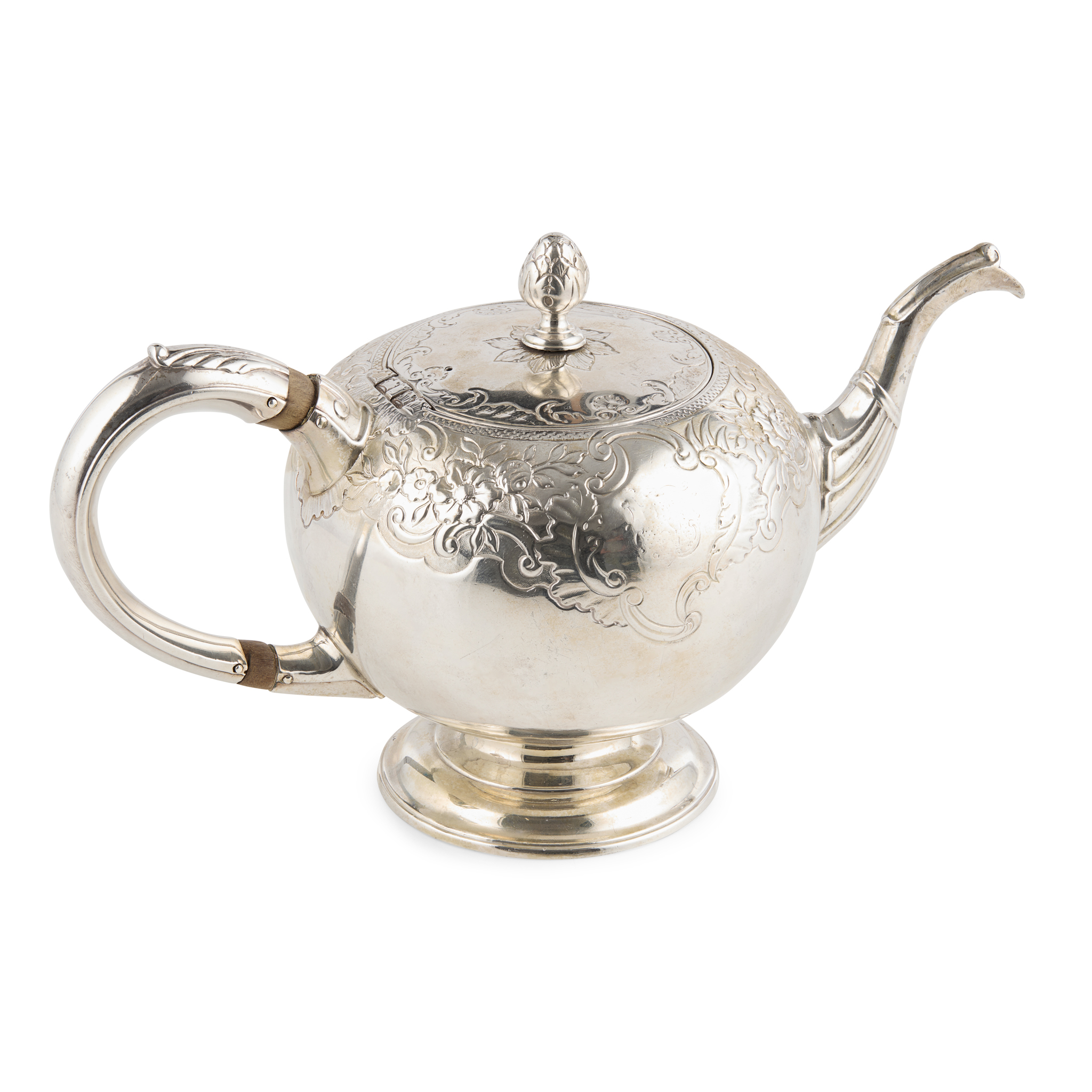 A GEORGE II BULLET TEAPOT