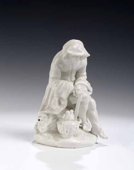 A Bow white glazed figure depicting Winter