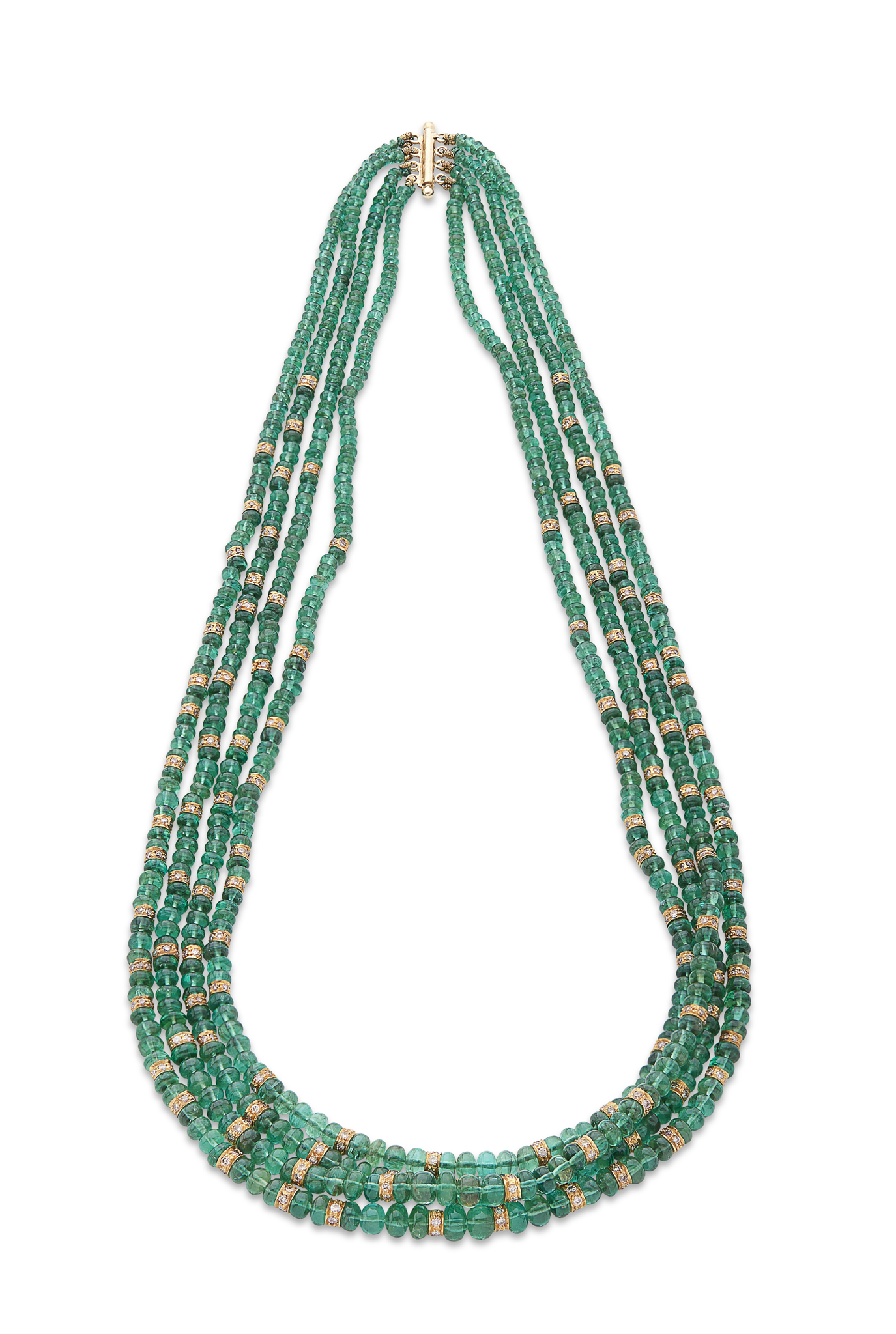 An emerald bead necklace