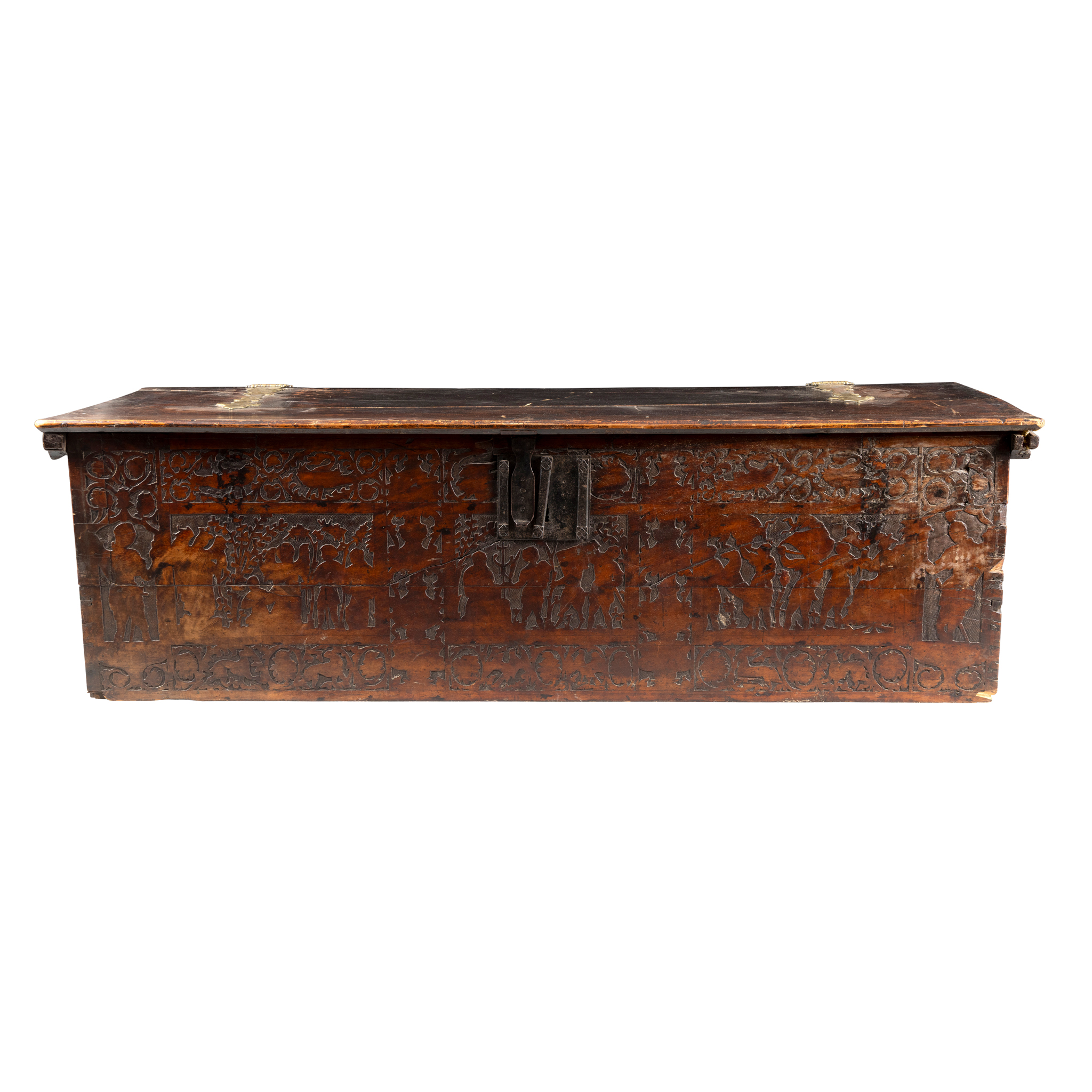 A VENETIAN CARVED CEDAR CASSONE