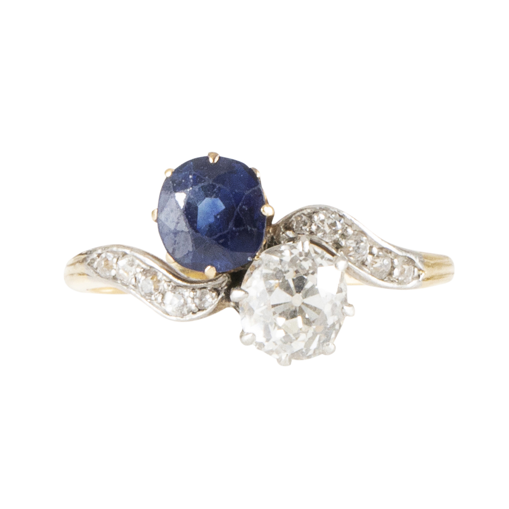 A sapphire and diamond set twist ring