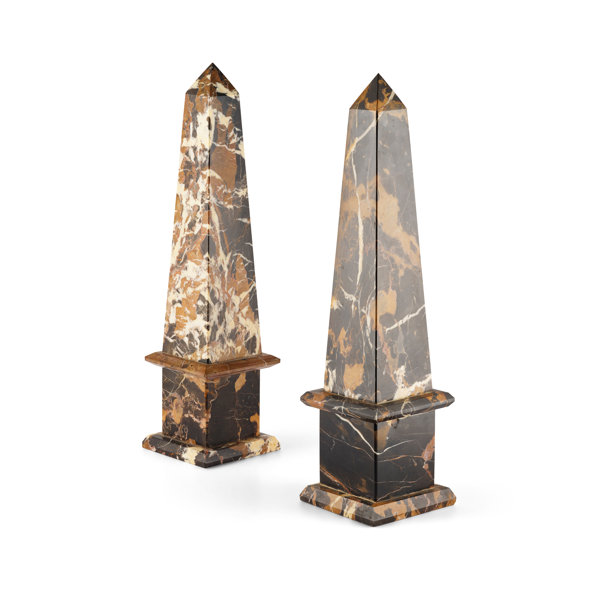 PAIR OF MARBLE OBELISKS