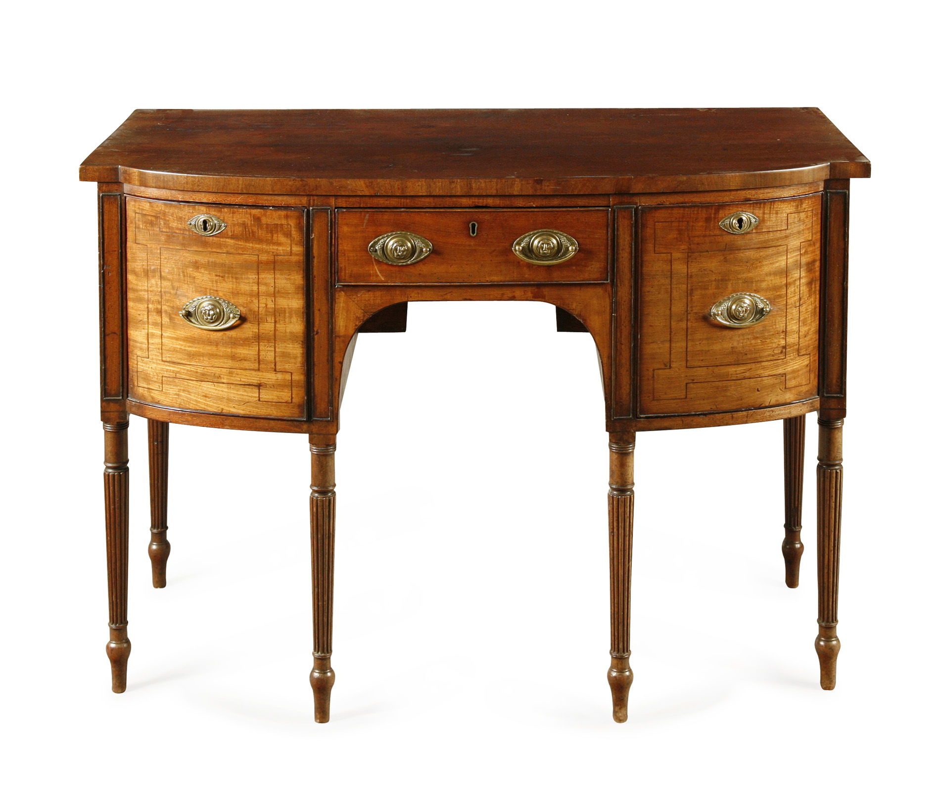 SMALL REGENCY MAHOGANY BOWFRONT SIDEBOARD