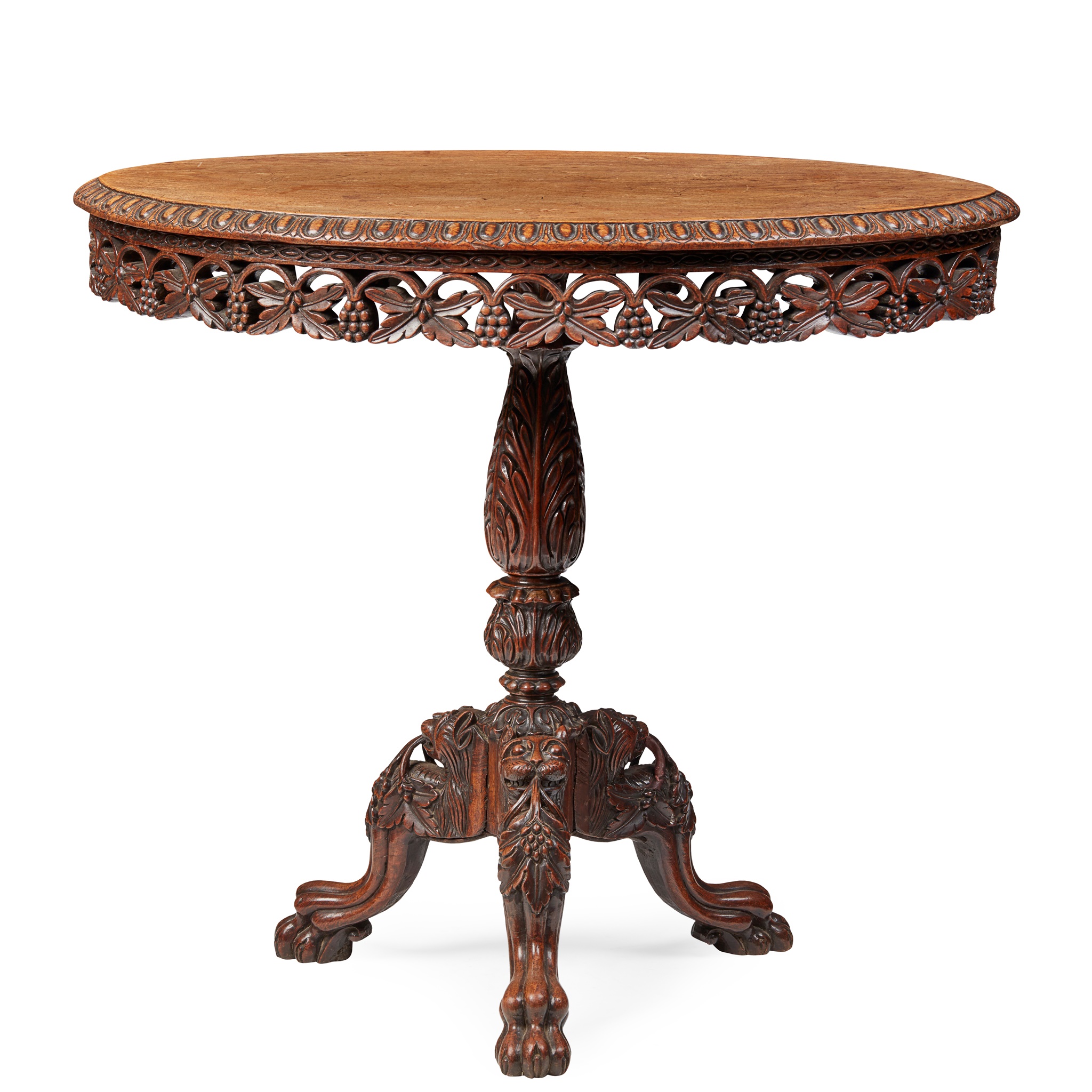ANGLO-INDIAN PADOUK TRIPOD TABLE