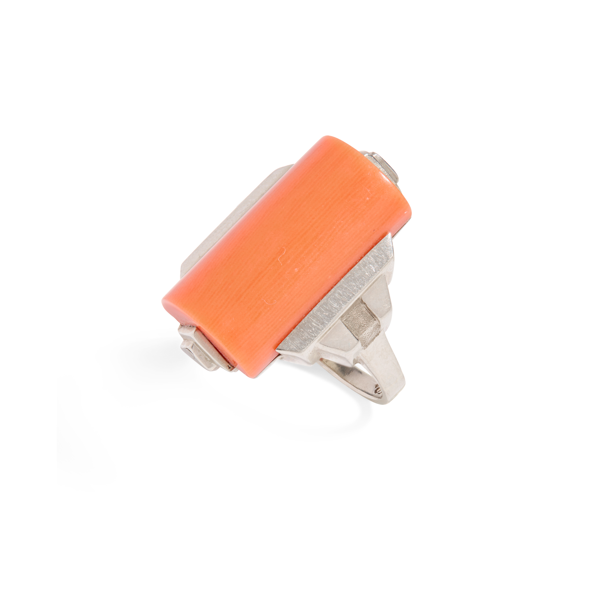 An Art Deco coral ring
