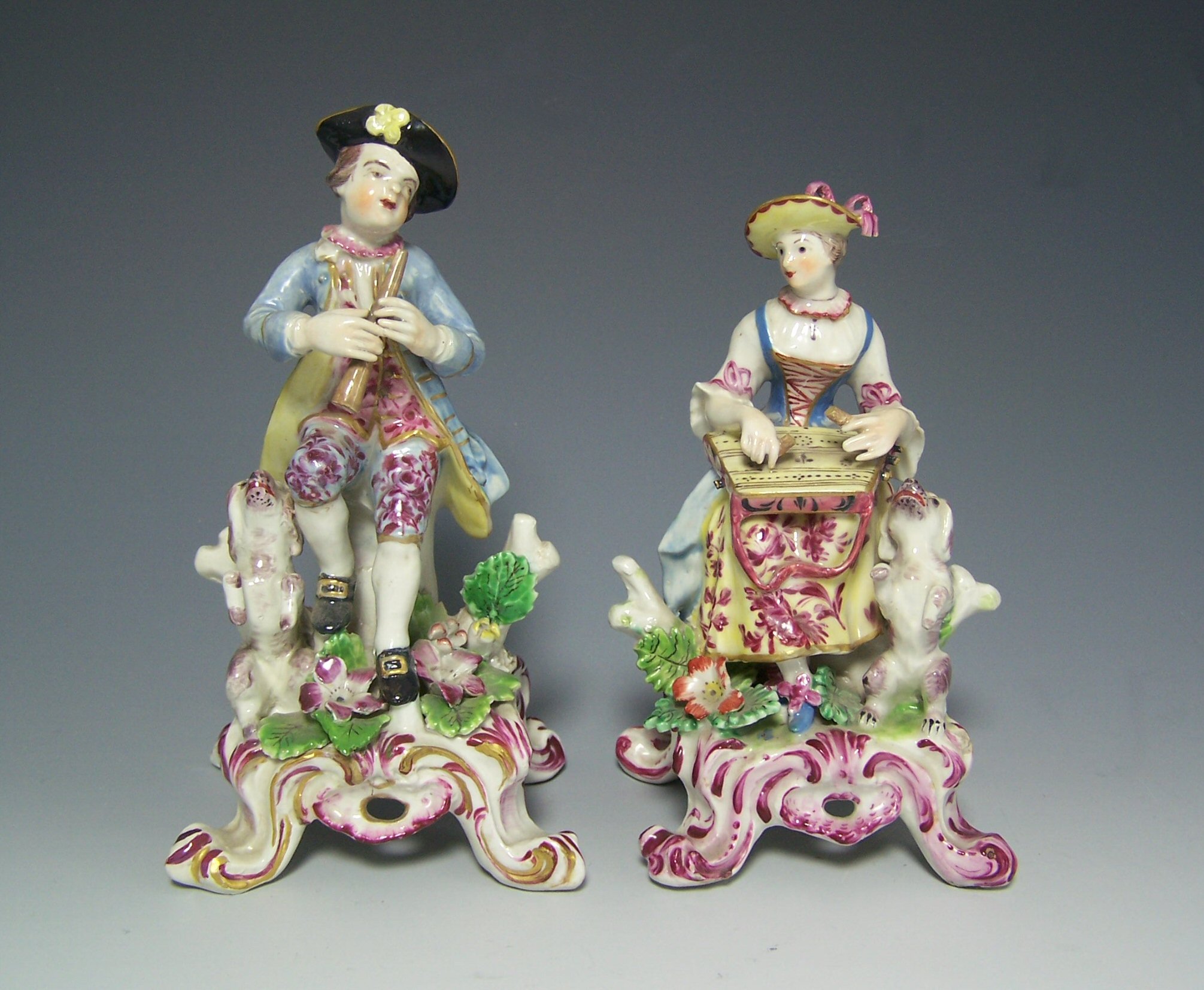 A matched pair of Bow musicians, circa 1765