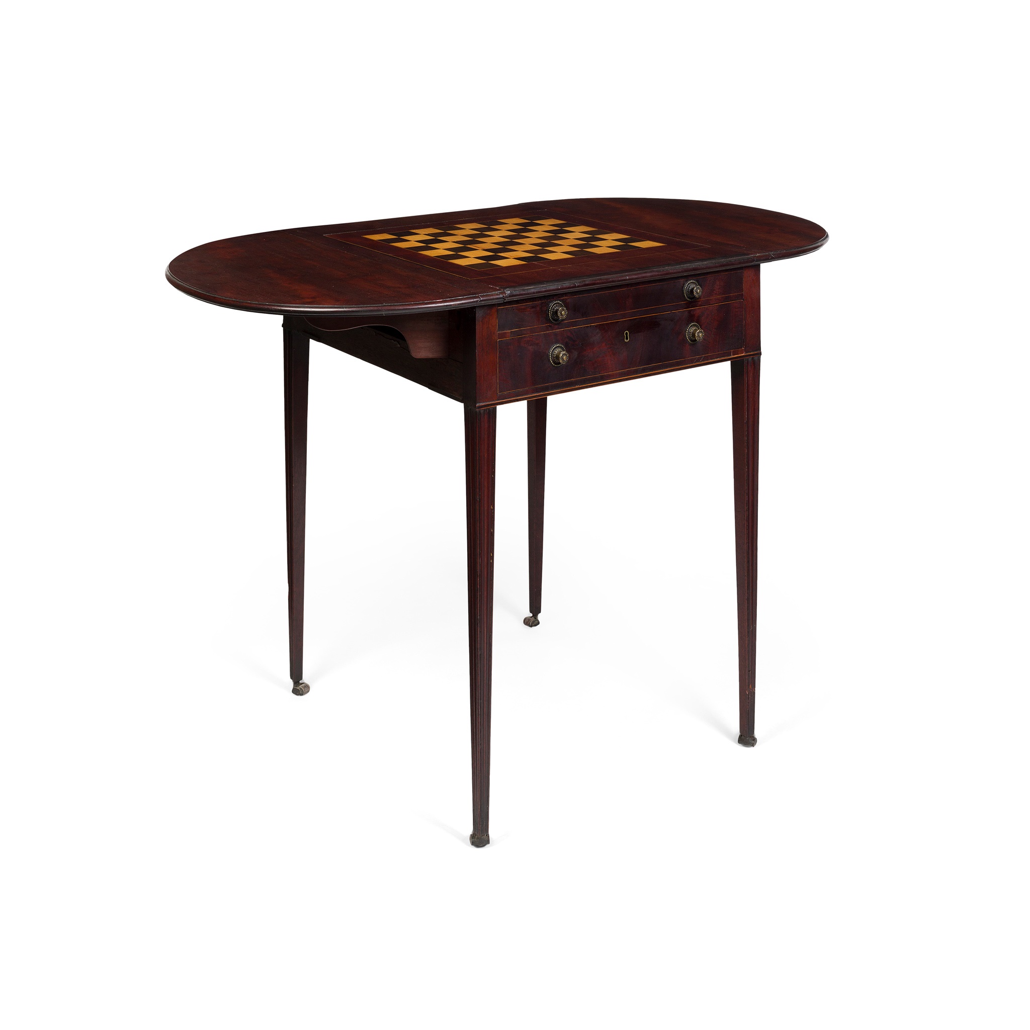 LATE GEORGE III MAHOGANY AND BEECH GAMES TABLE