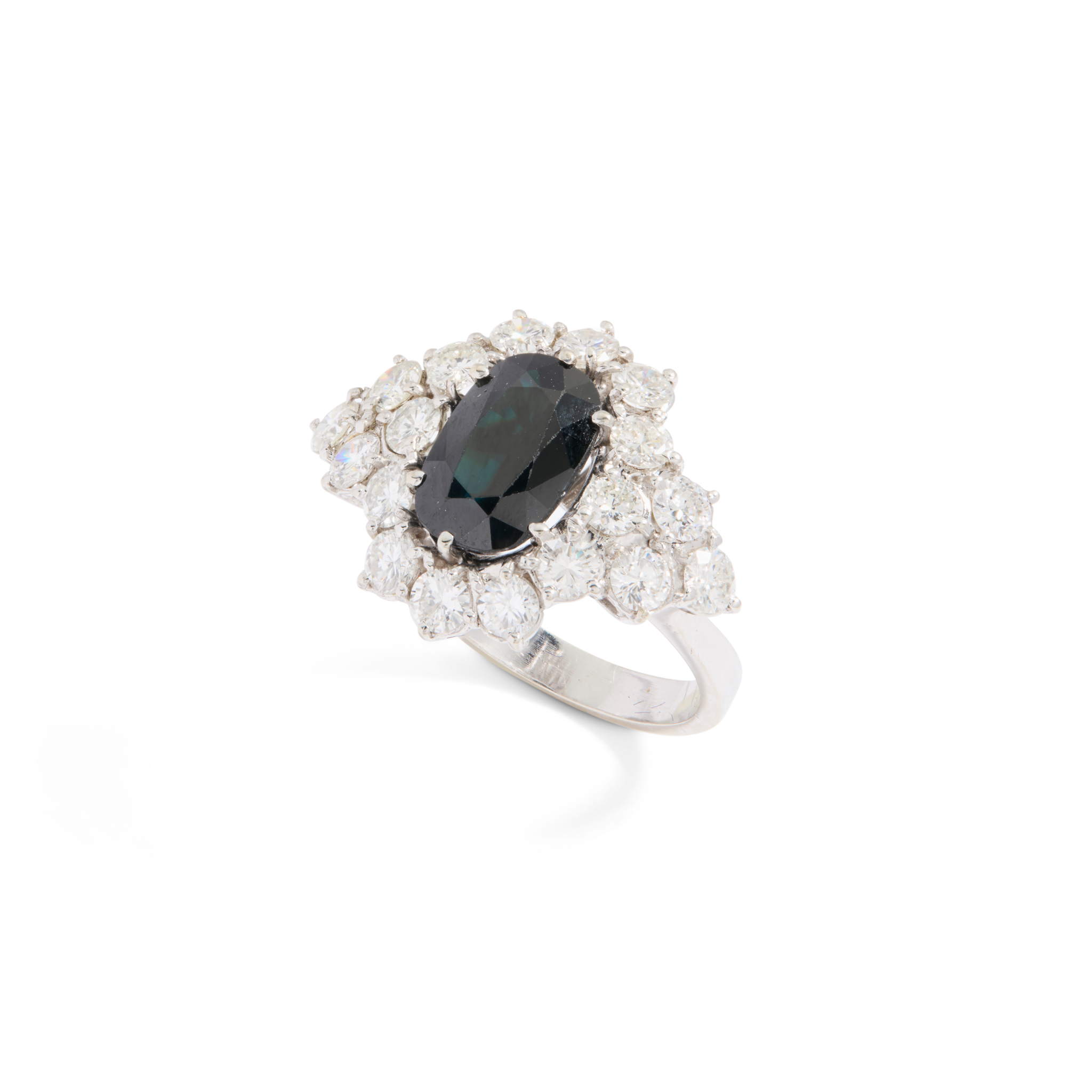 A sapphire and diamond cluster ring