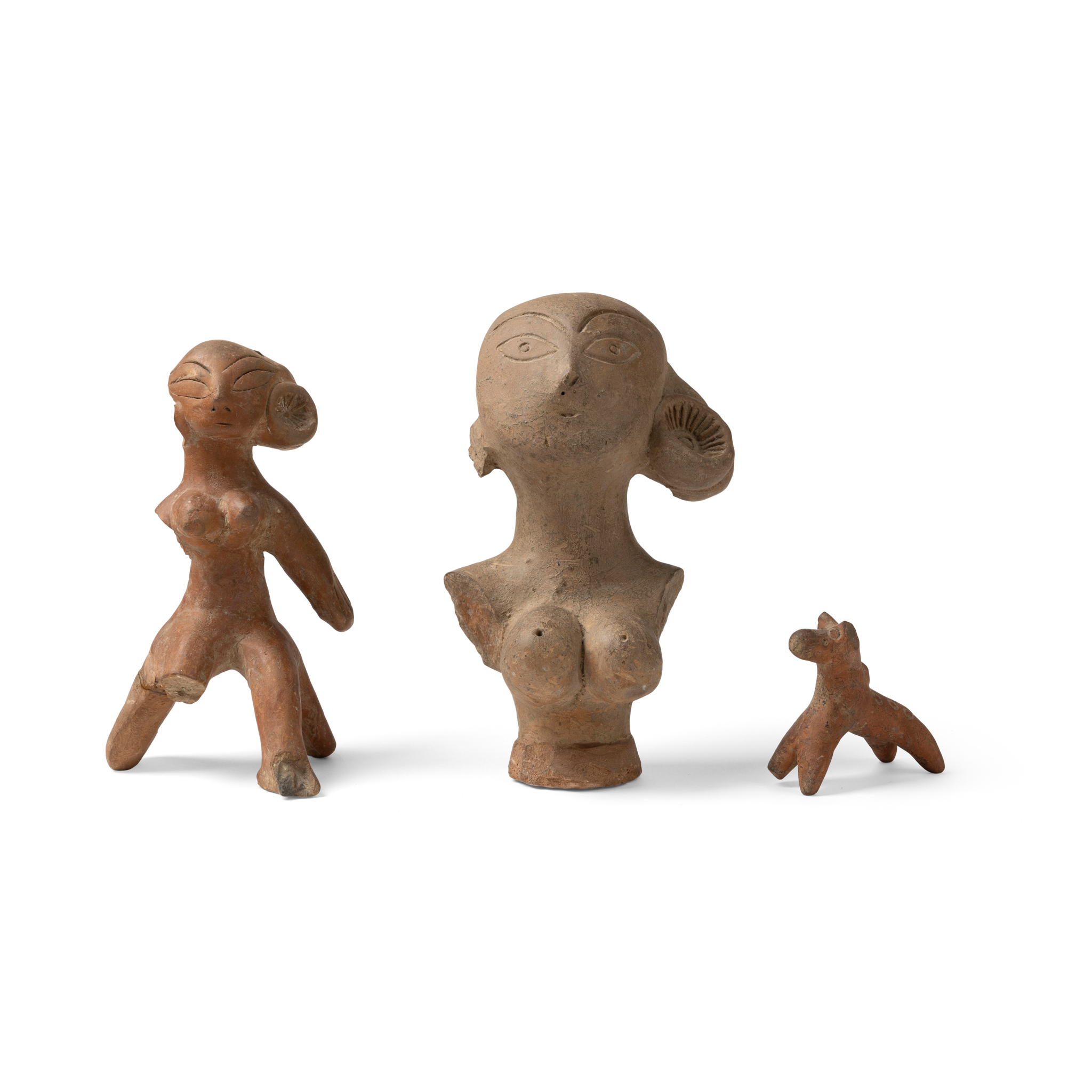 THREE TERRACOTTA FIGURINES