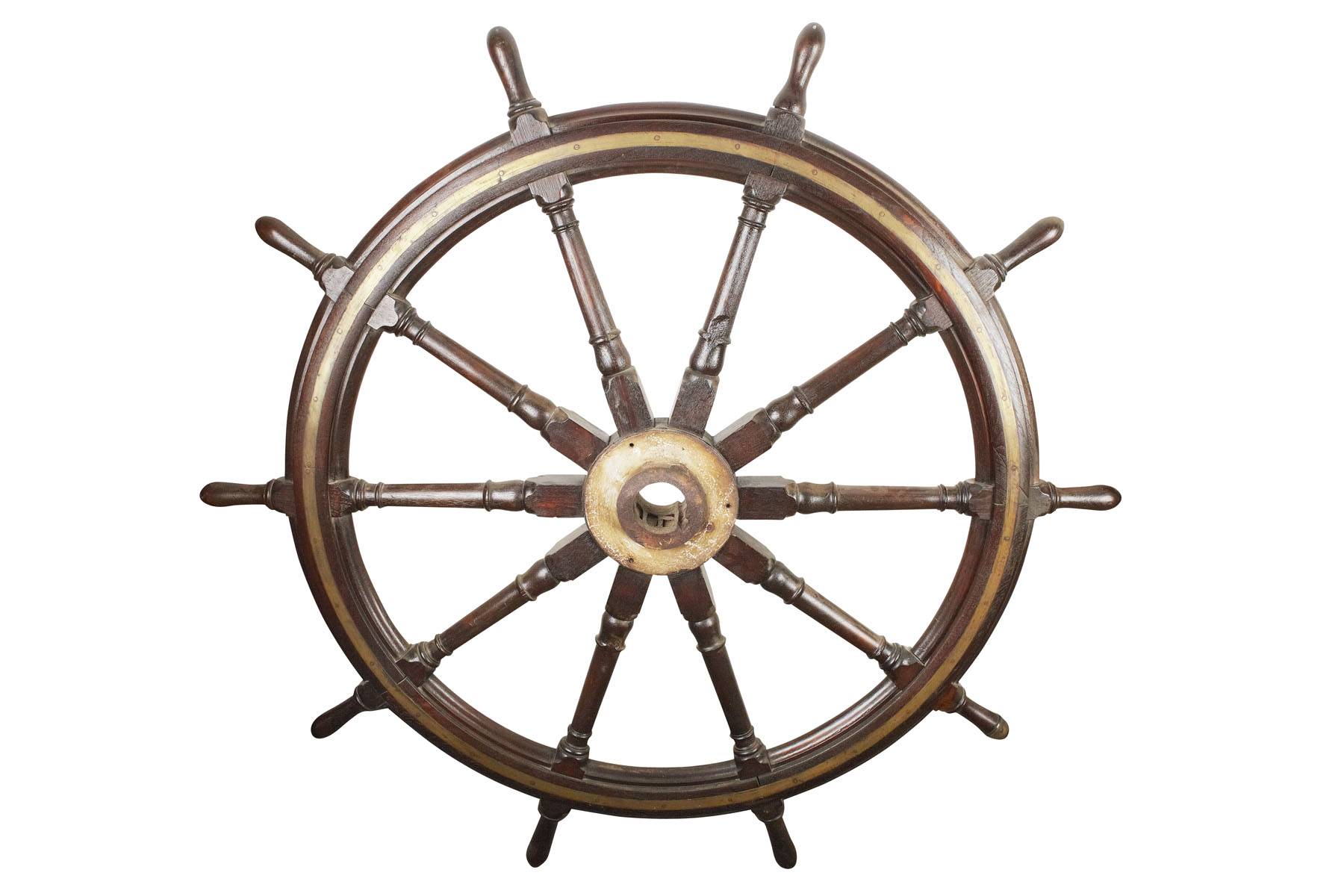 VERY LARGE SHIP’S WHEEL OF TRADITIONAL FORM