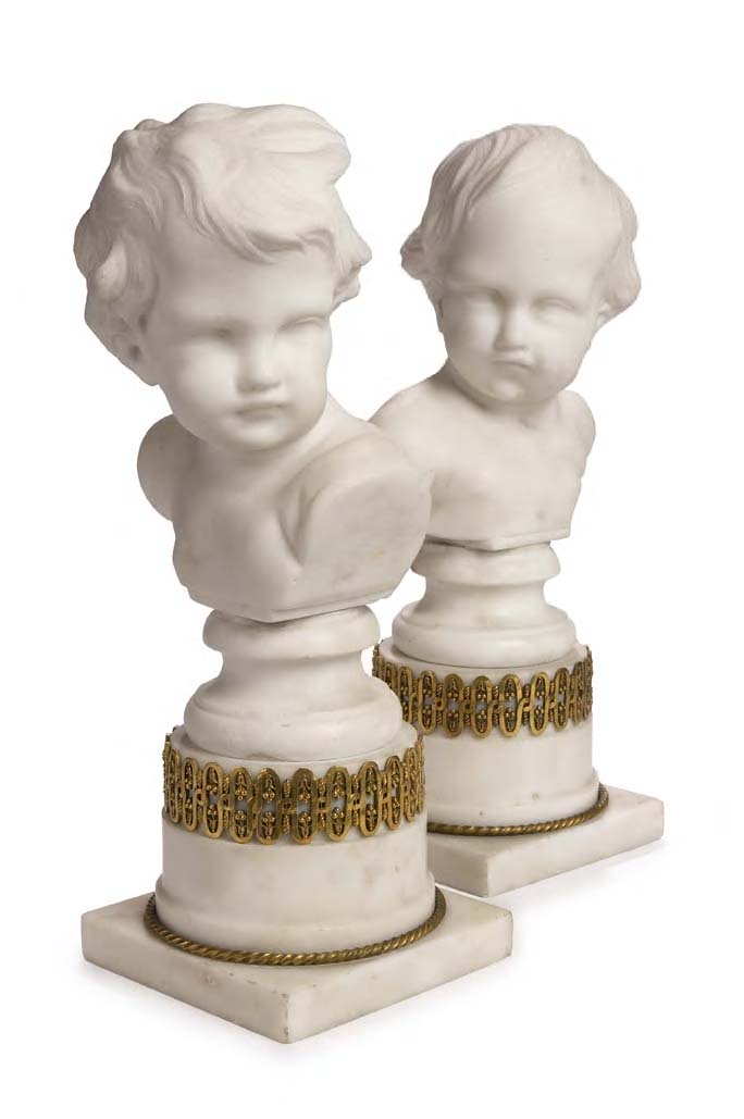 Two 19th century marble busts of children,