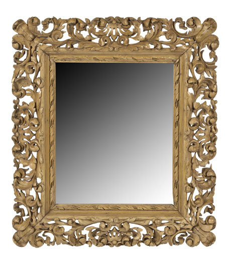 An Italian carved walnut wall mirror, in the 18th century manner