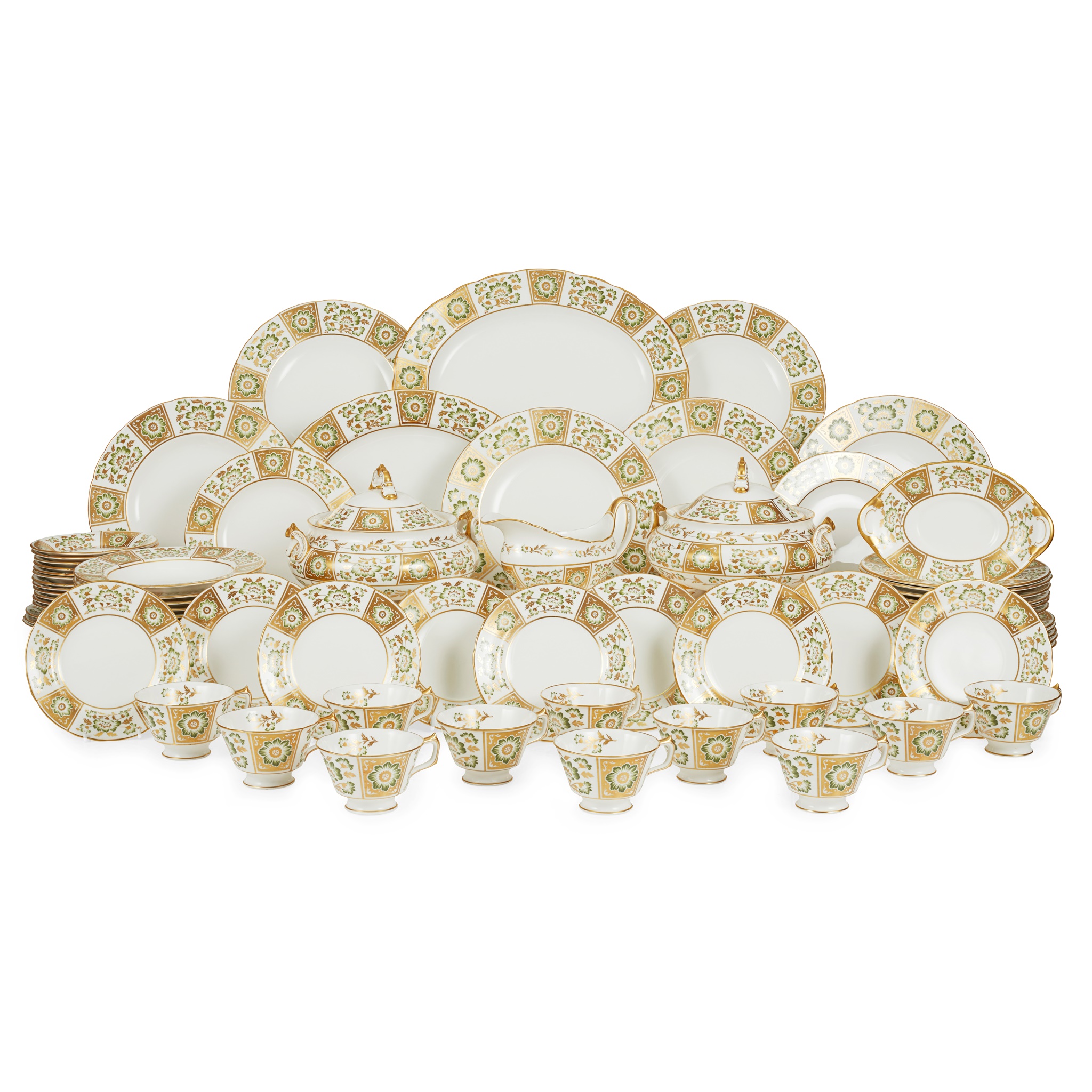 ROYAL CROWN DERBY 'GREEN DERBY PANEL' PART DINNER SERVICE
