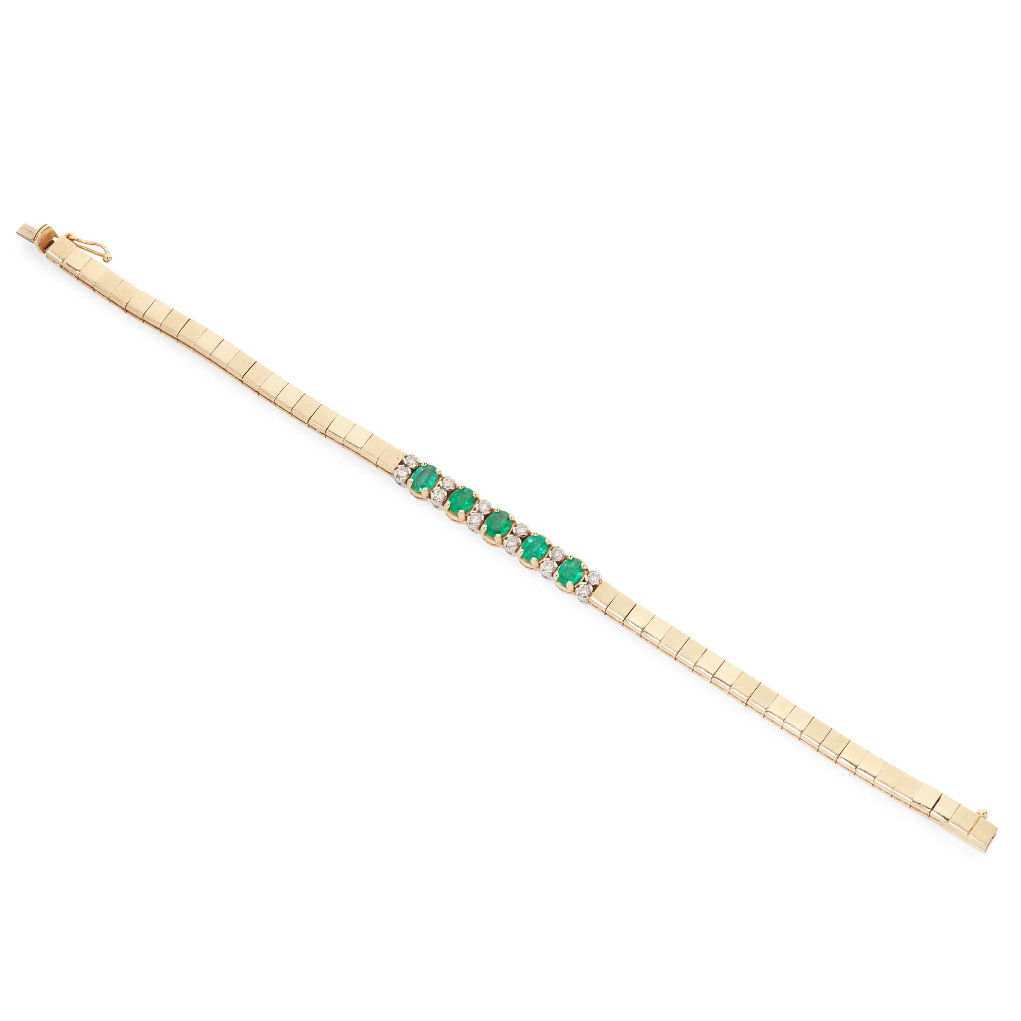 An emerald and diamond bracelet