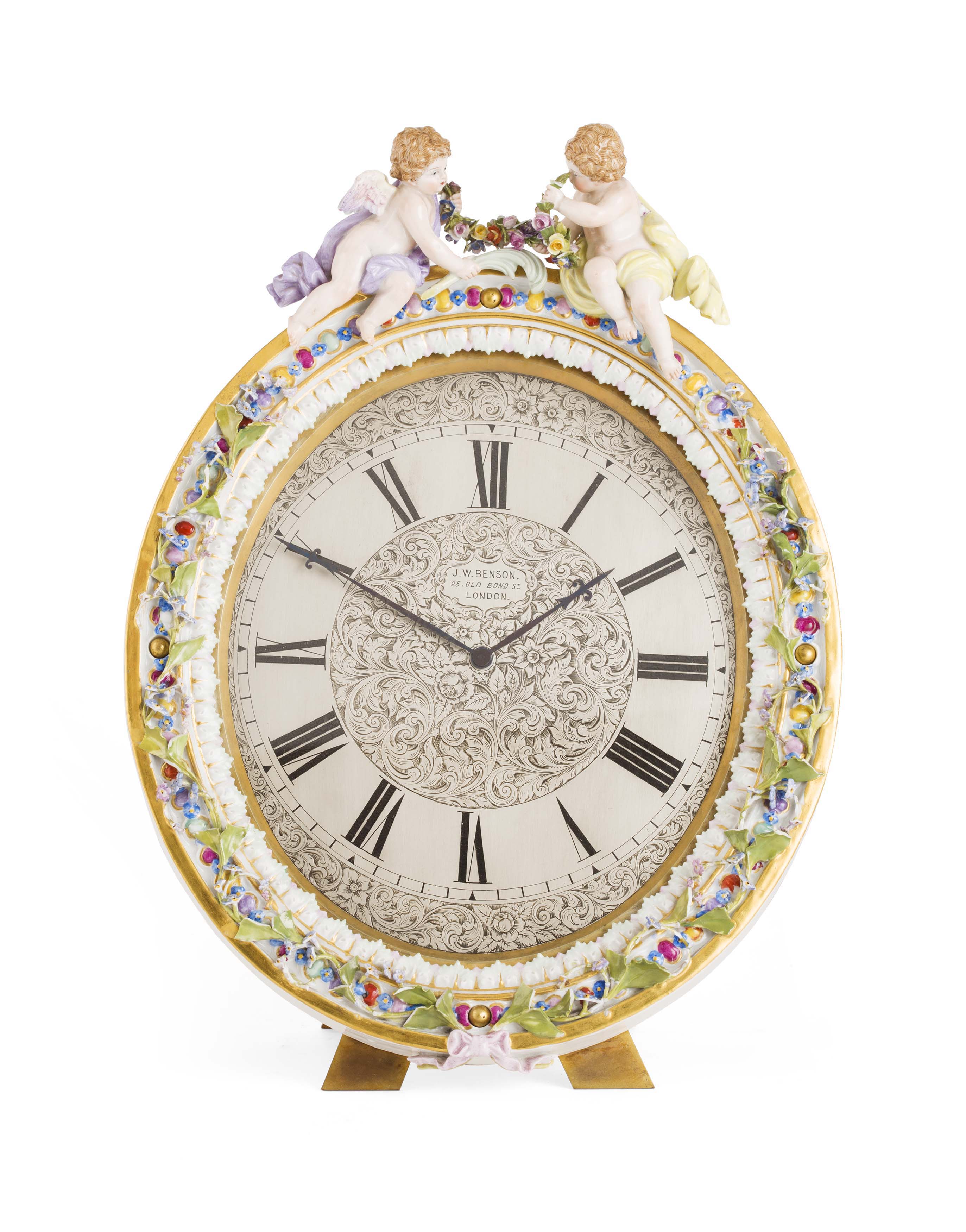 MEISSEN PORCELAIN FRAMED STRUT CLOCK