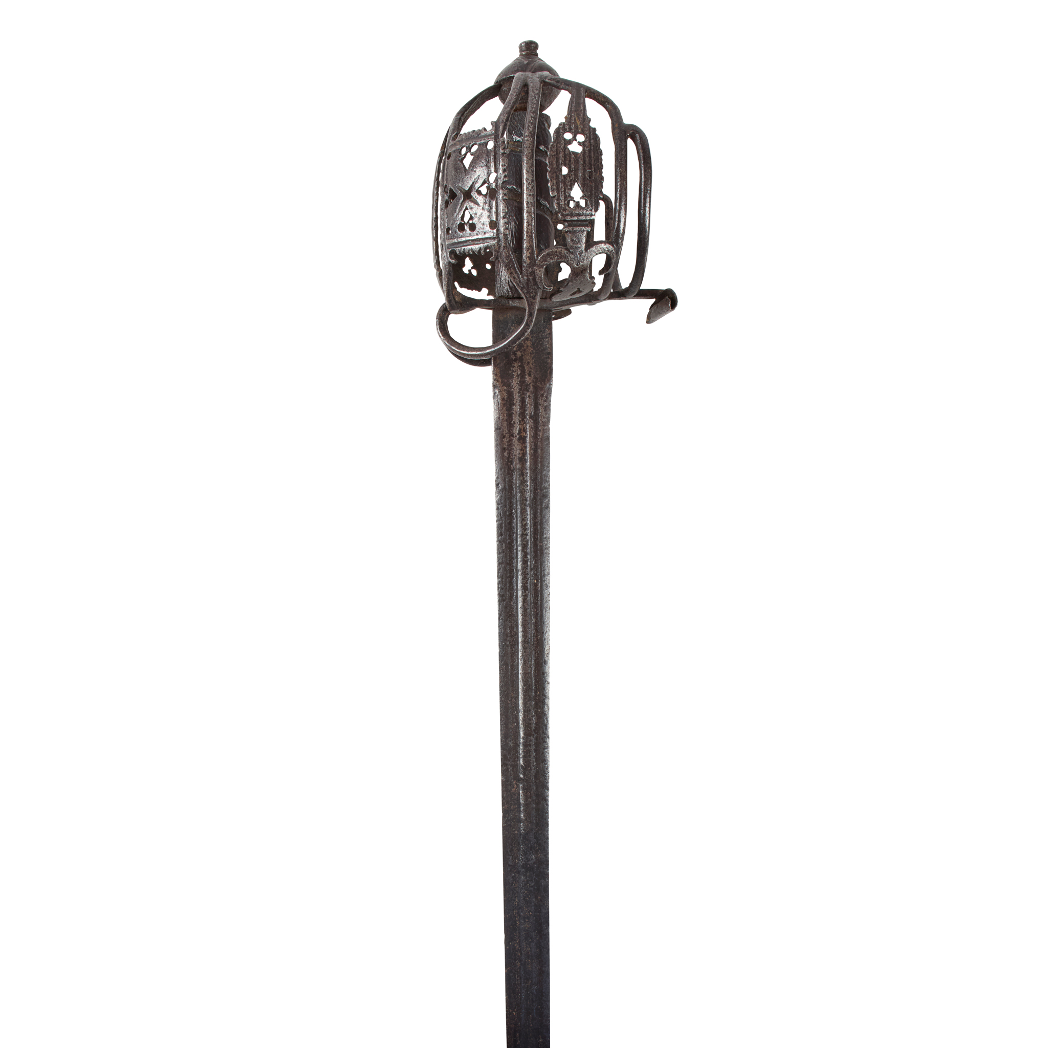 AN 18TH CENTURY SCOTTISH BASKET HILTED BROAD SWORD