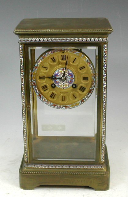 R. & W. Sorley, Glasgow A French champleve enamel four glass clock,