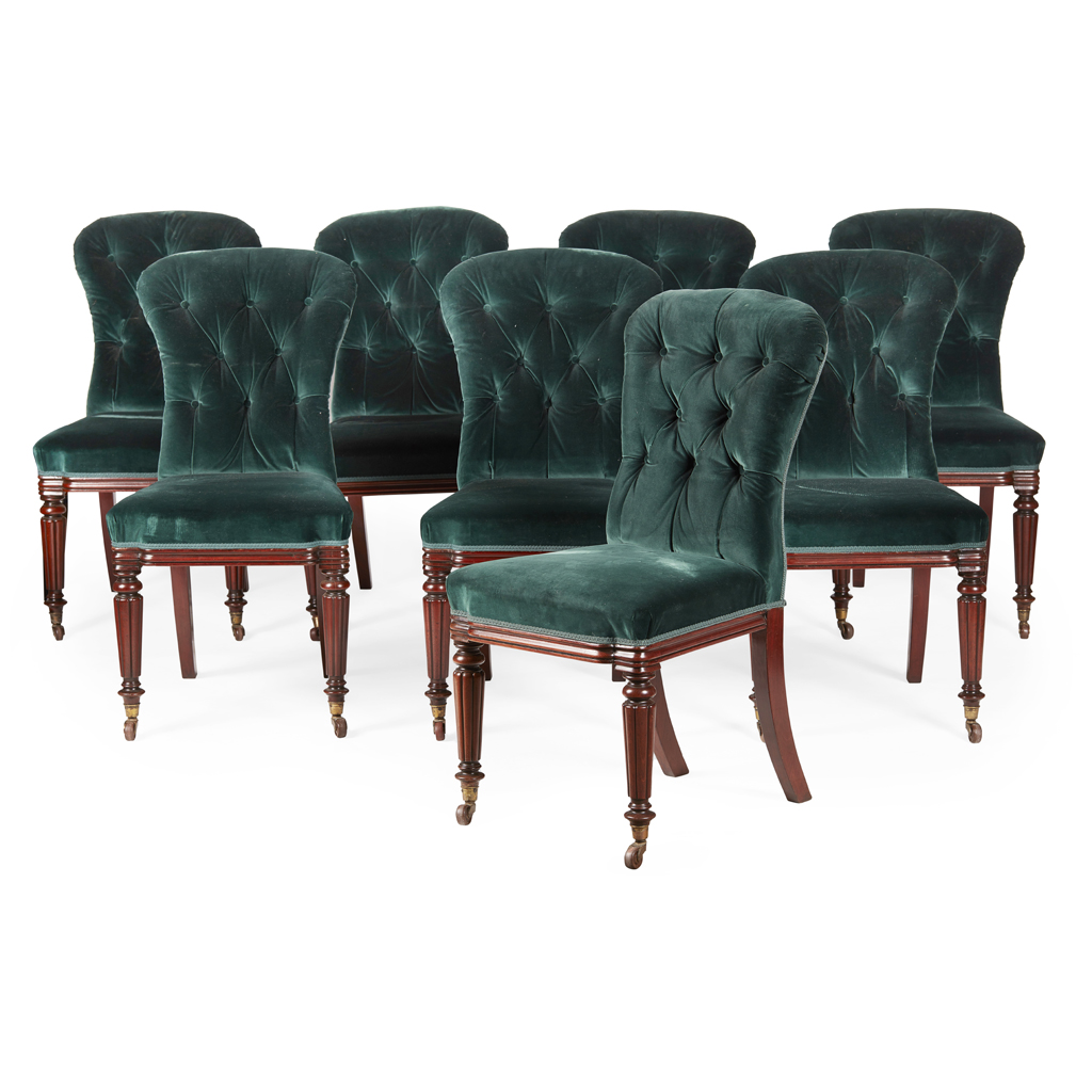SET OF EIGHT EARLY VICTORIAN MAHOGANY DINING CHAIRS