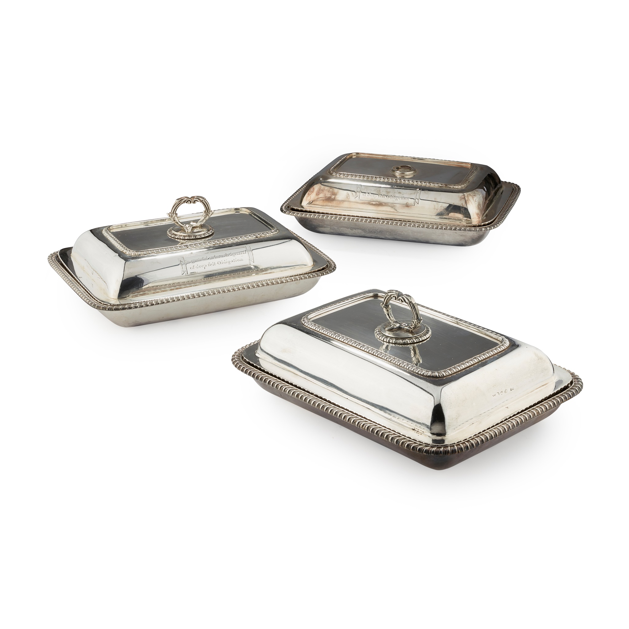 A MATCHED SET OF THREE GEORGE III ENTRÉE DISHES AND COVERS