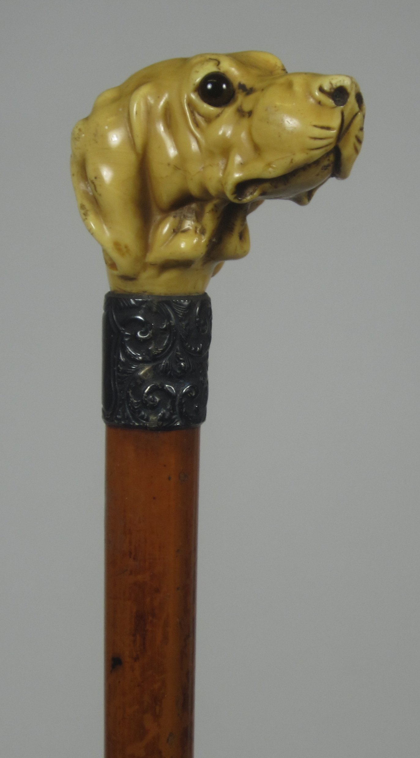 CARVED IVORY HANDLED WALKING CANE