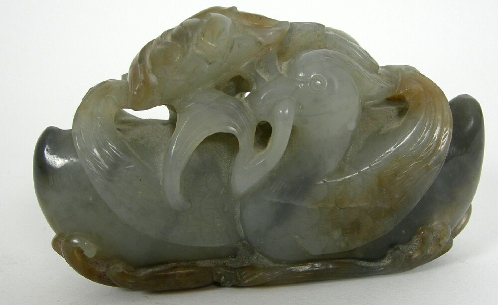 CHINESE JADE CARVING OF A PAIR OF MANDARIN DUCKS