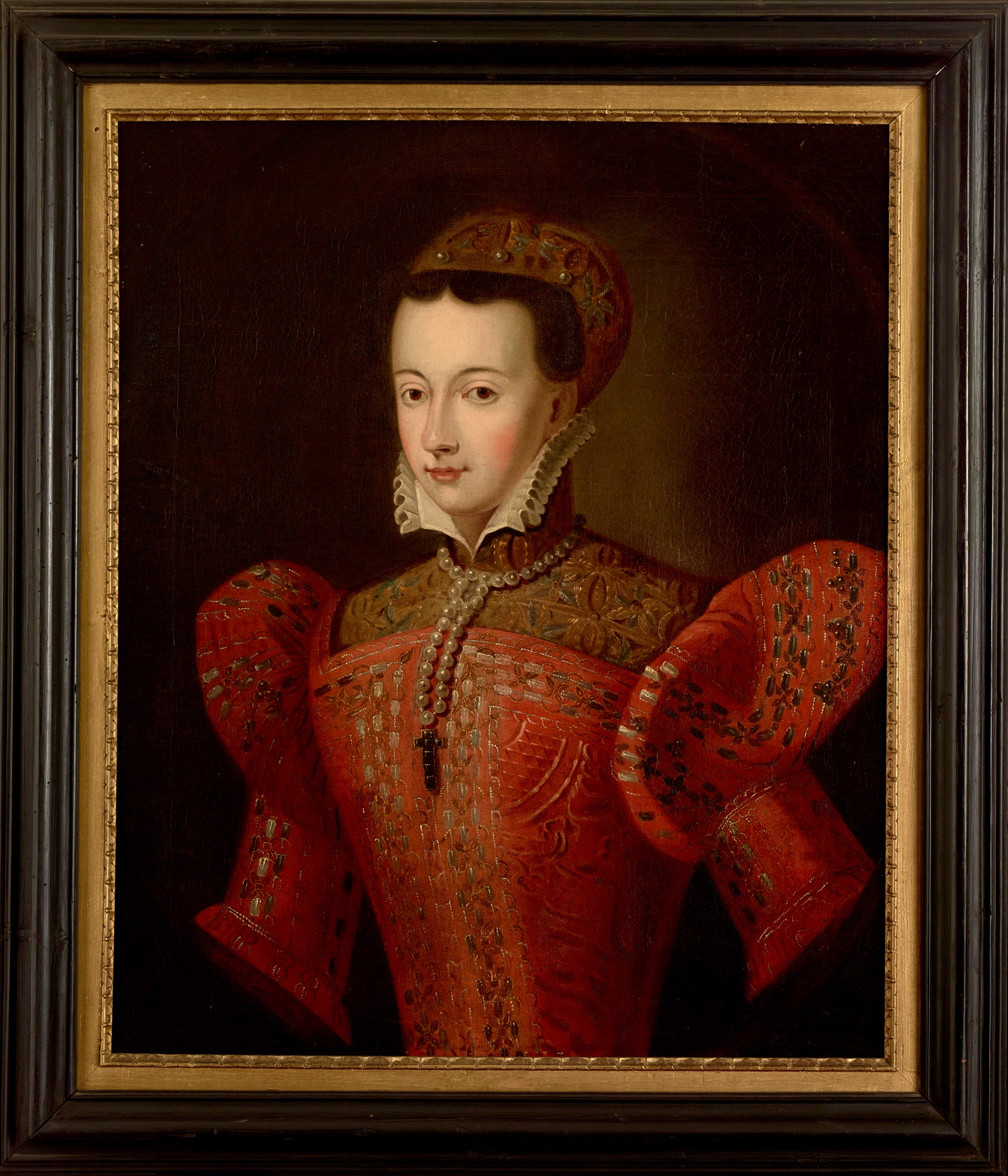 A 19TH CENTURY HALF-LENGTH PORTRAIT MARY QUEEN OF SCOTS (1542-1587)