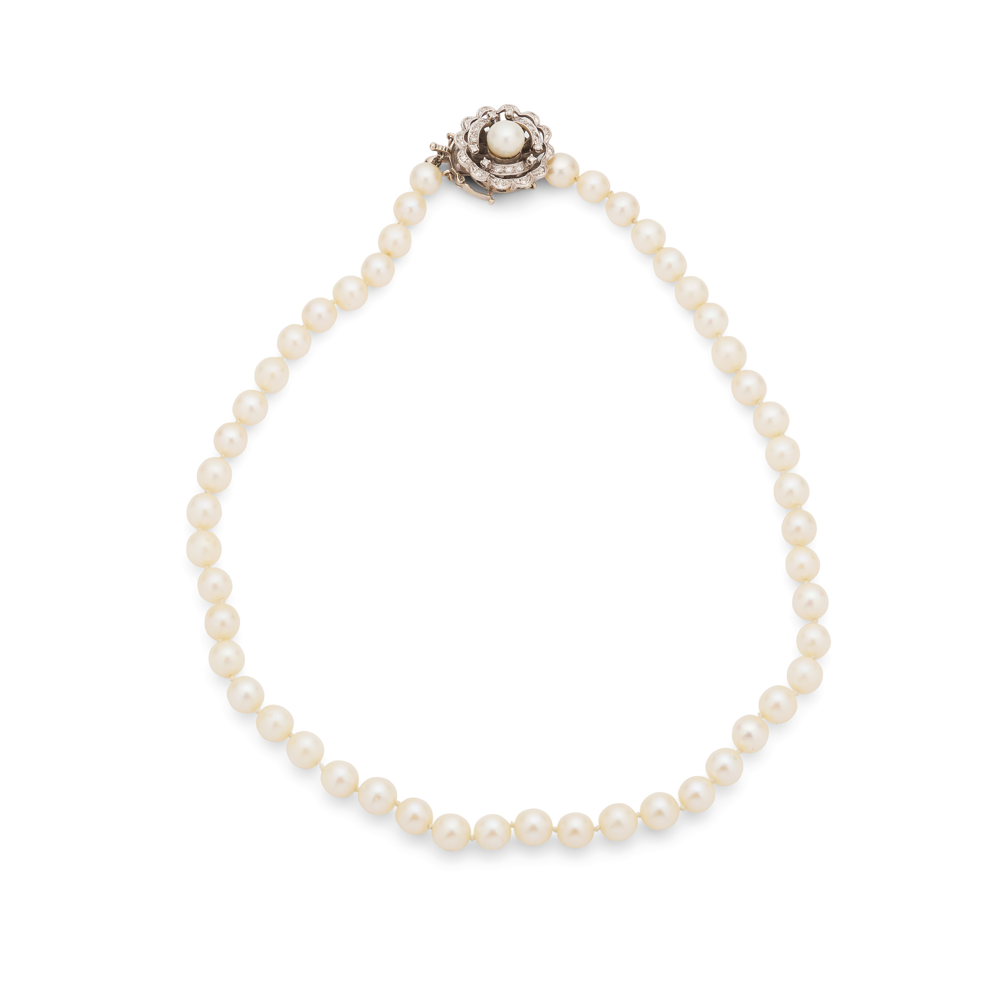 A cultured pearl and diamond necklace