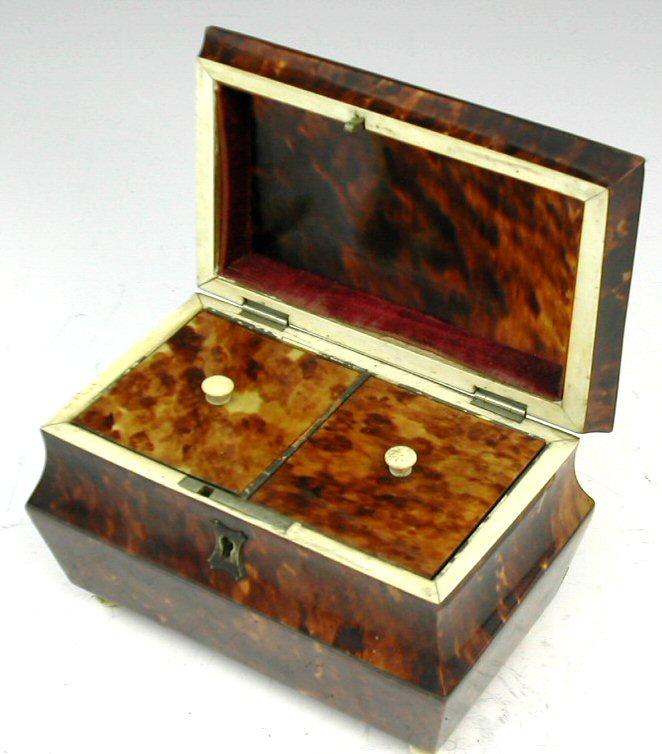 A Regency tortoiseshell tea caddy,