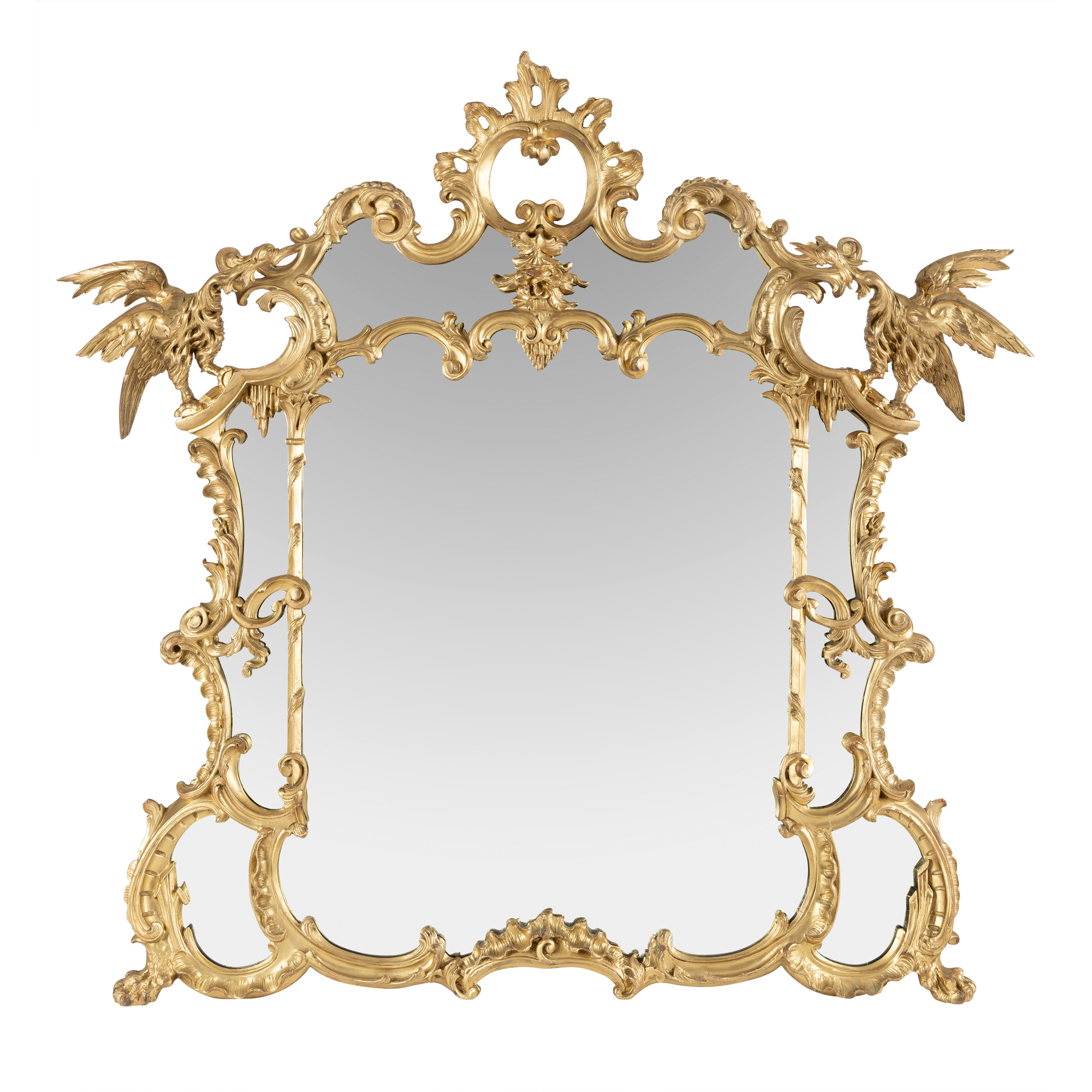 A GILTWOOD OVERMANTLE MIRROR