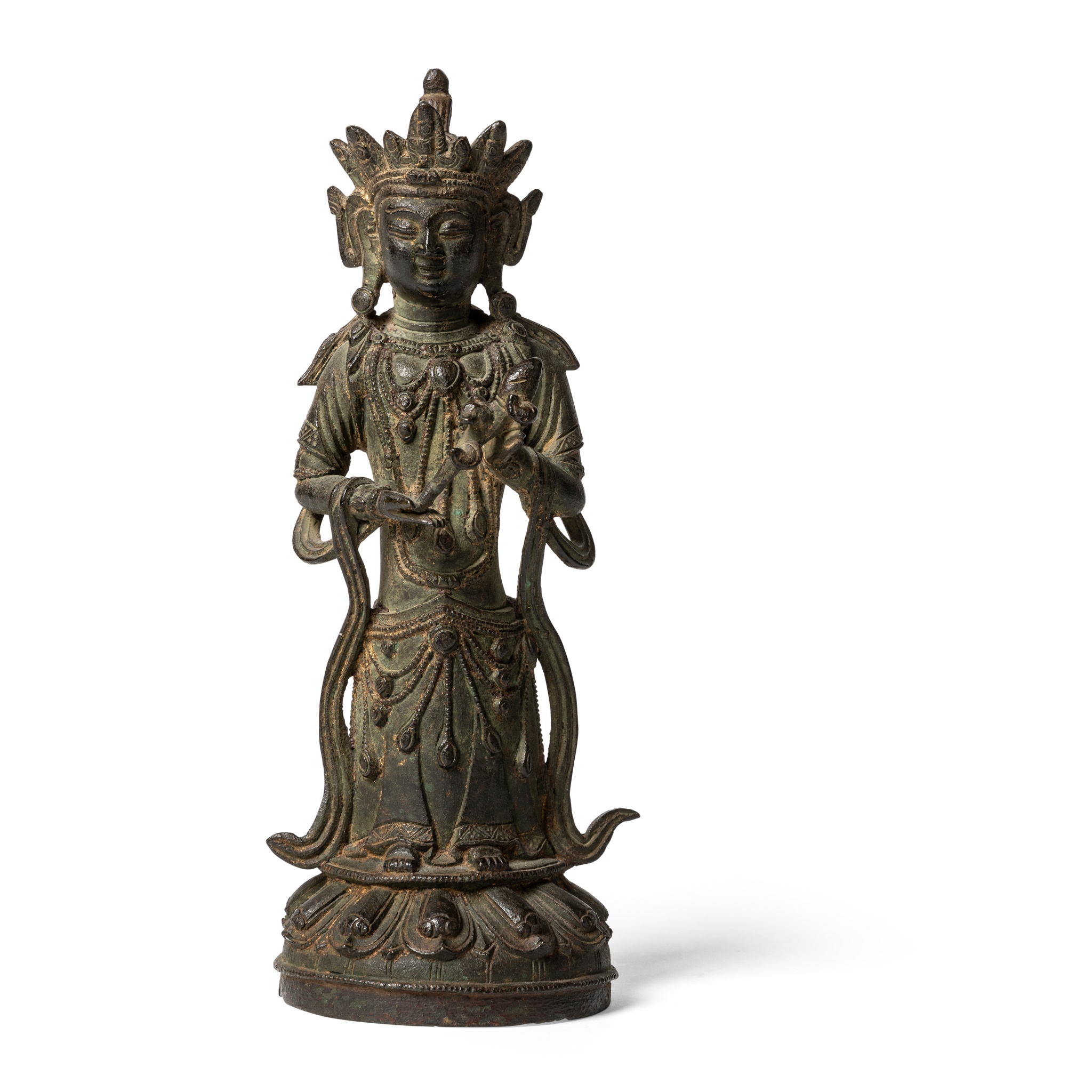 GILT BRONZE FIGURE OF A BODHISATTVA
